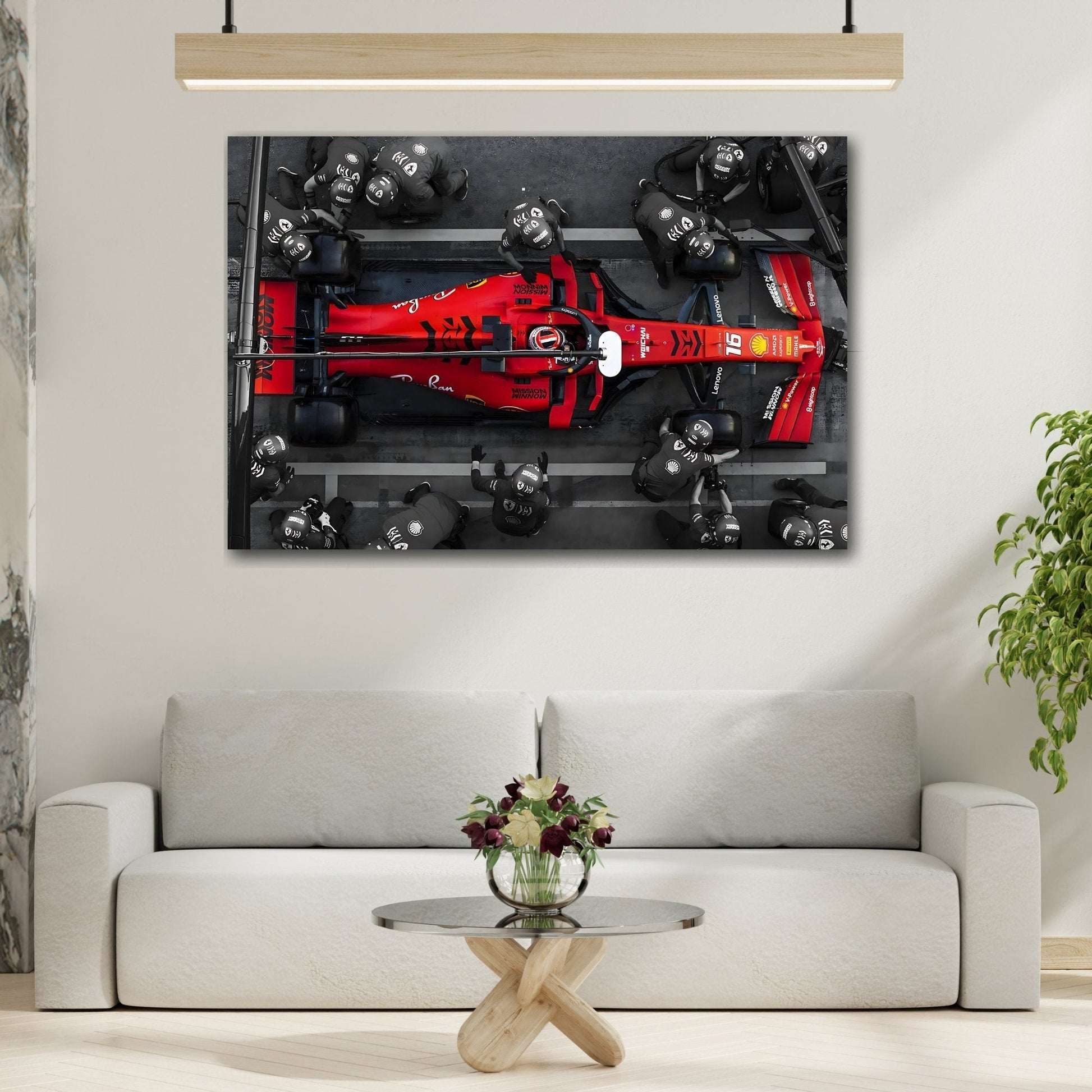 Formula 1 Pit Stop Canvas Wall Art Print - Ferrari F1 Leclerc Prints