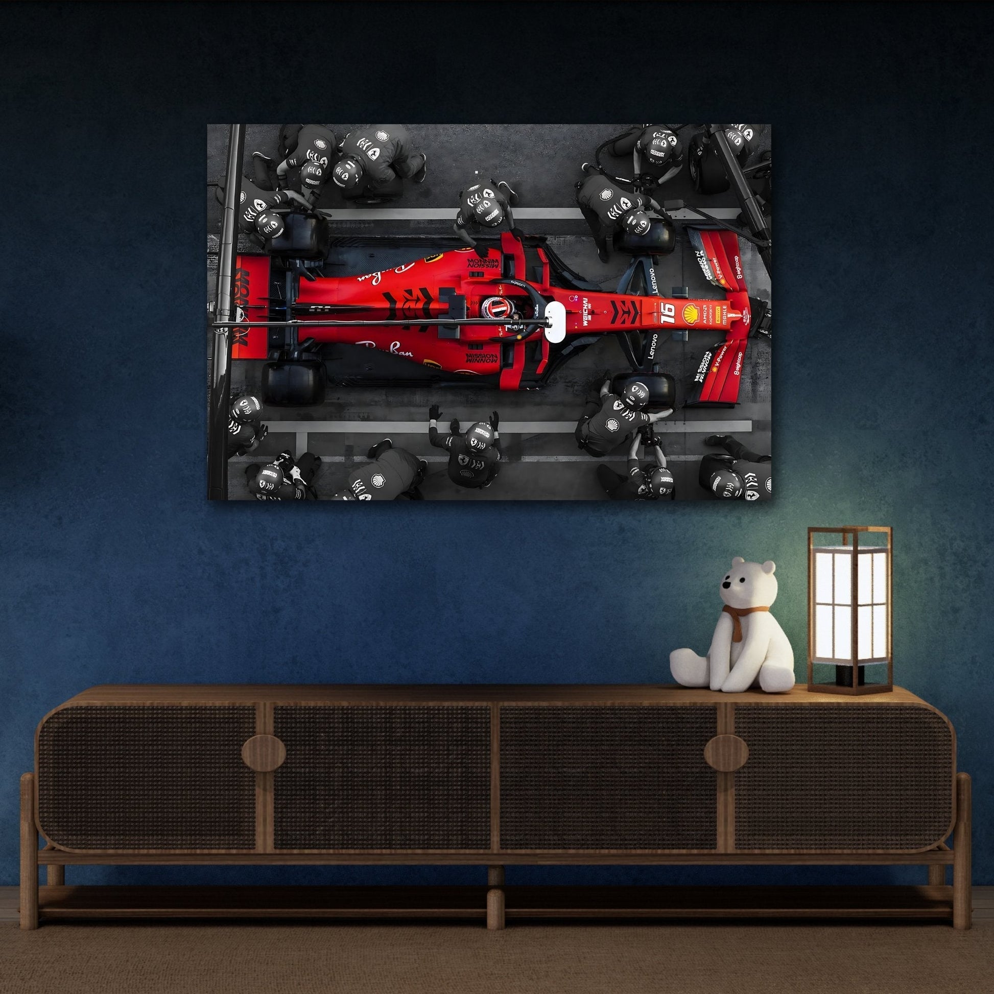 Formula 1 Pit Stop Canvas Wall Art Print - Ferrari F1 Leclerc Prints