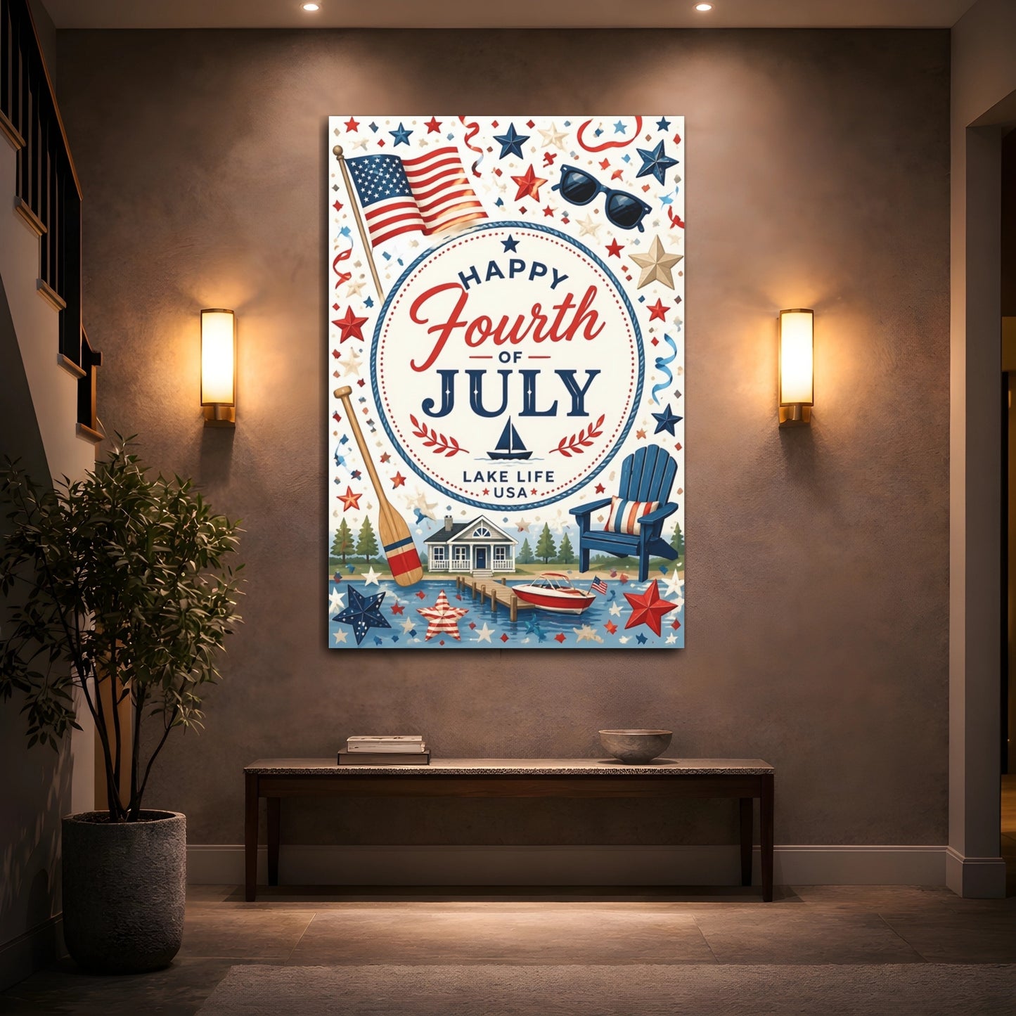 Mockup 2. Fourth Of July Flag shown as canvas print