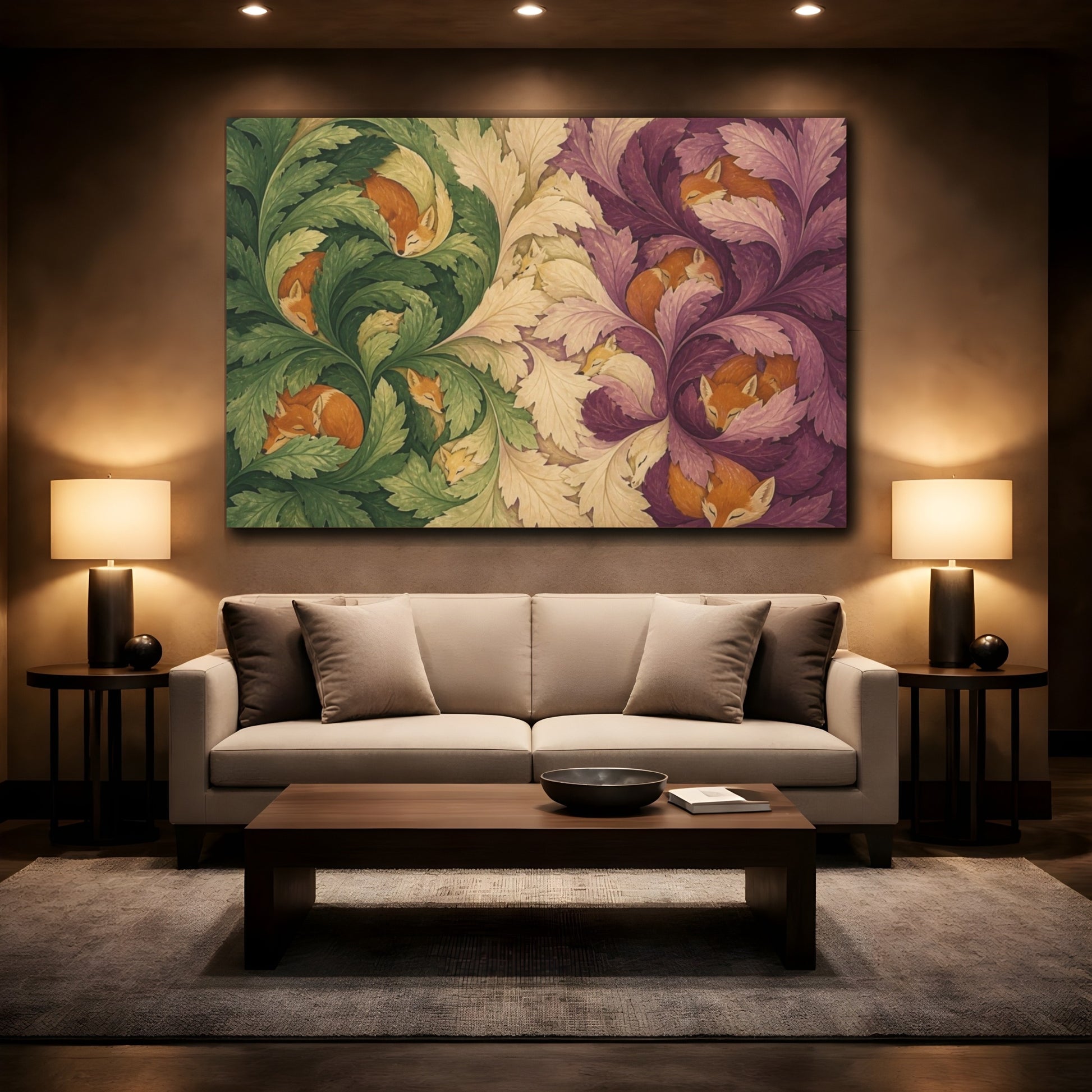 Mockup 2. Fox Illusion In Leaves shown as canvas print