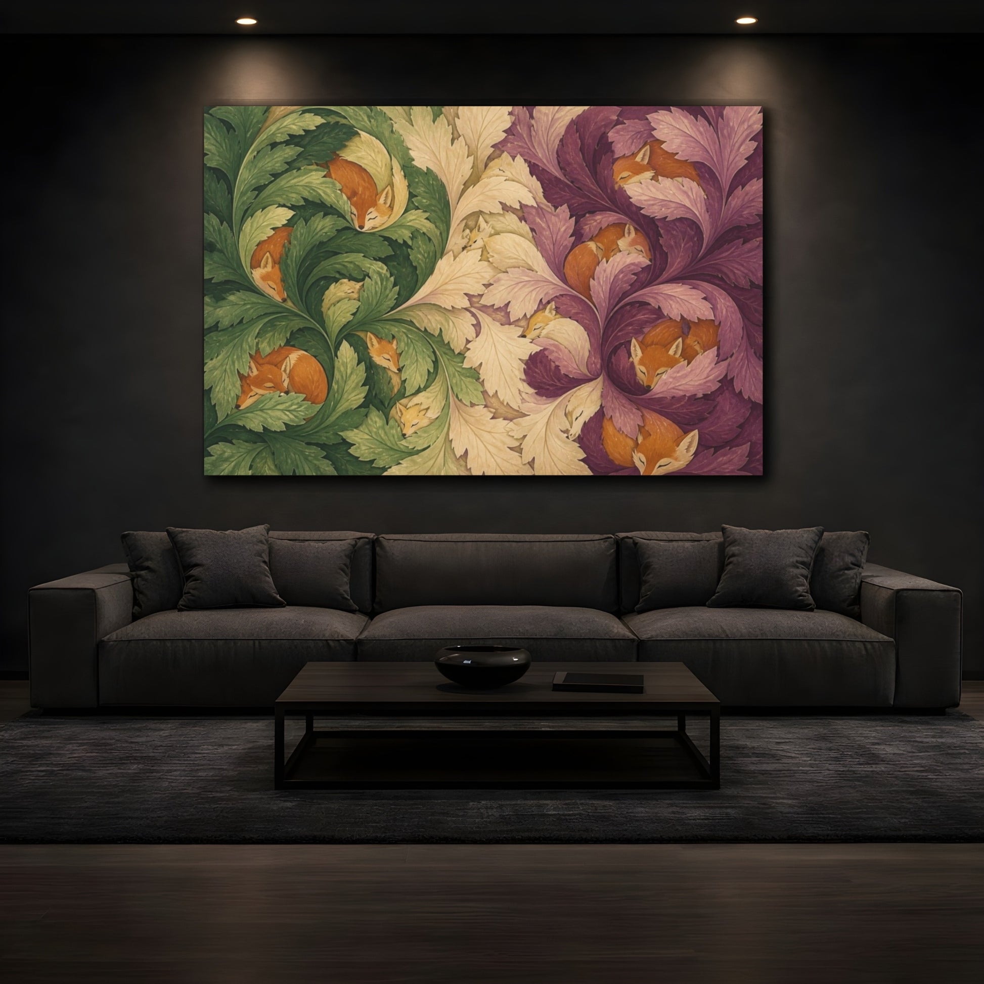 Mockup 3. Fox Illusion In Leaves shown as canvas print