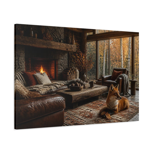Main Mockup. Fox In Living Room shown as canvas print
