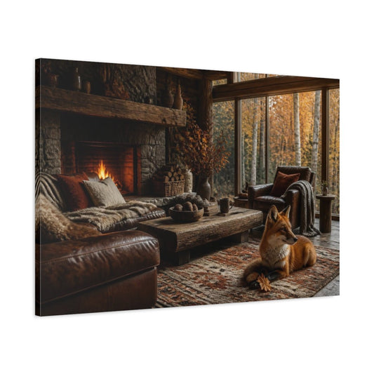 Fox In Living Room Canvas Print – Above Fireplace, Russet - YesArtYes