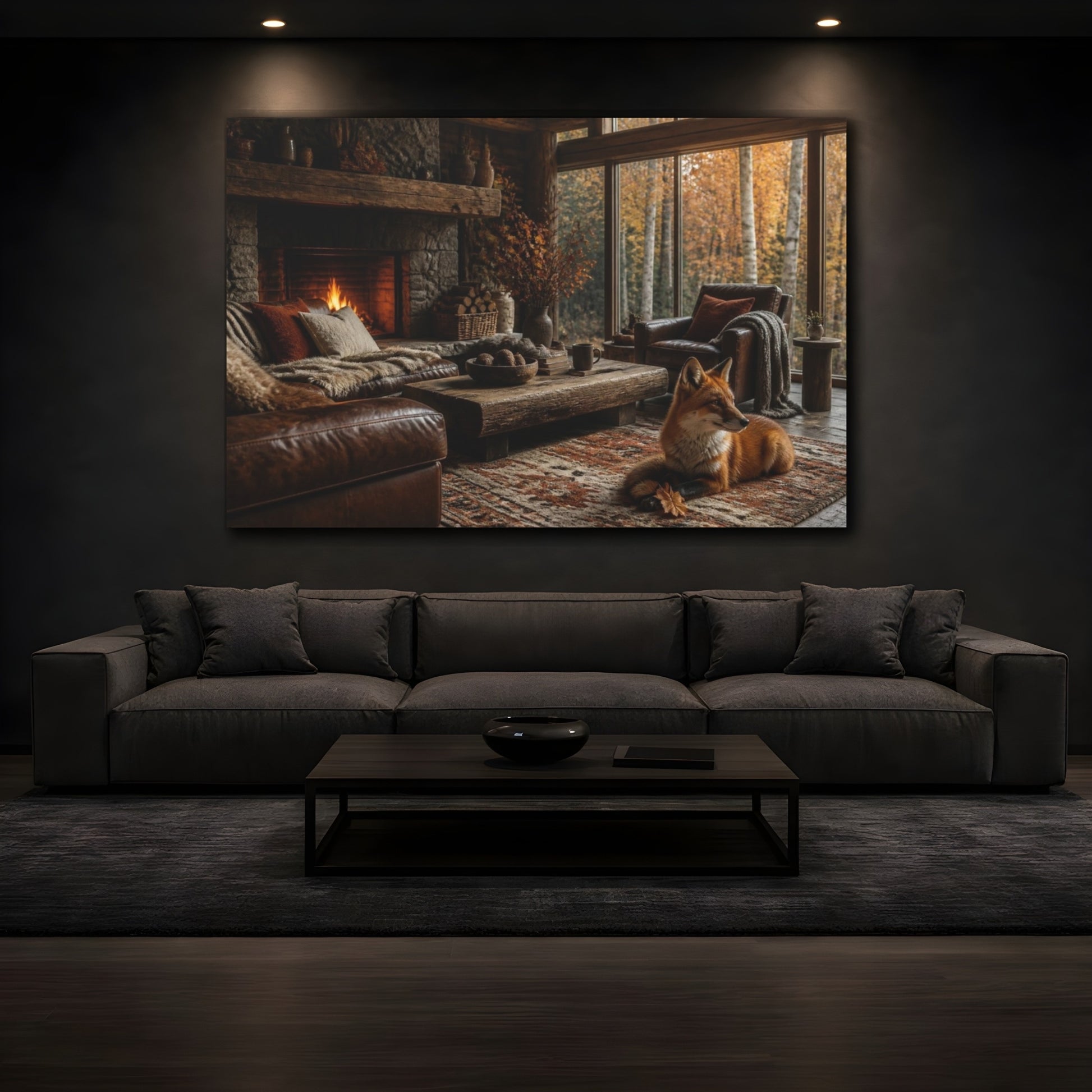 Mockup 3. Fox In Living Room shown as canvas print