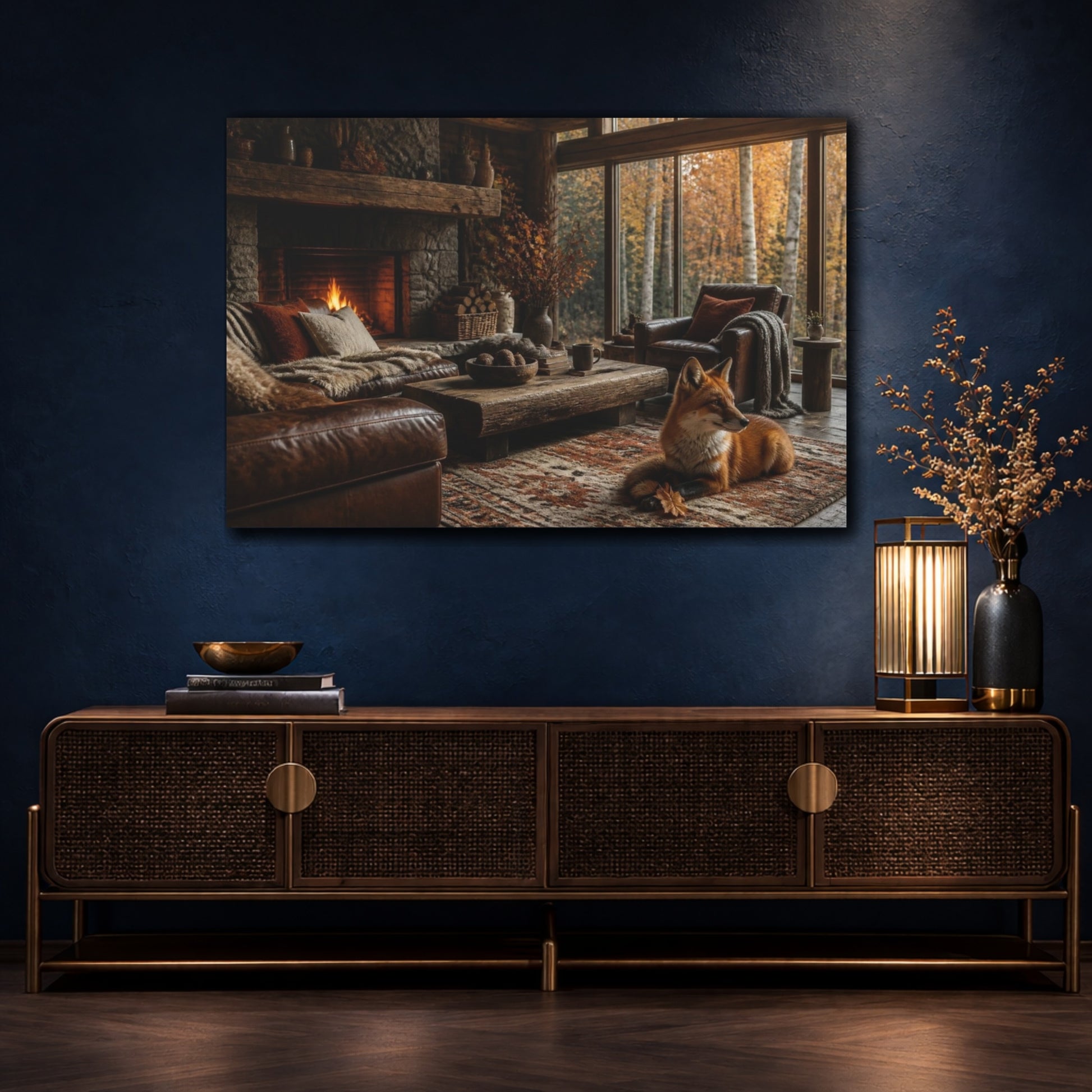 Mockup 4. Fox In Living Room shown as canvas print