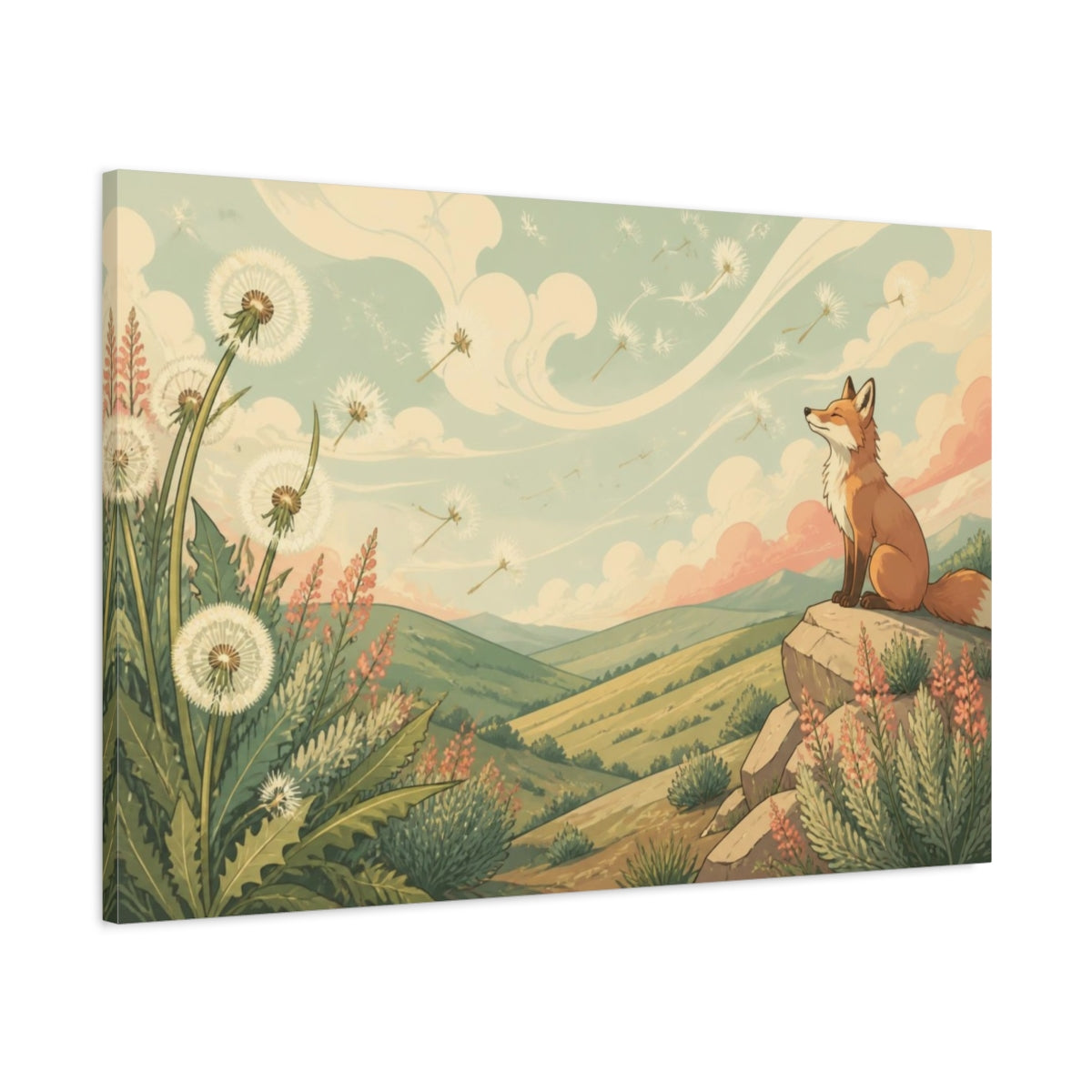 Main Mockup. Fox On Hilltop shown as canvas print