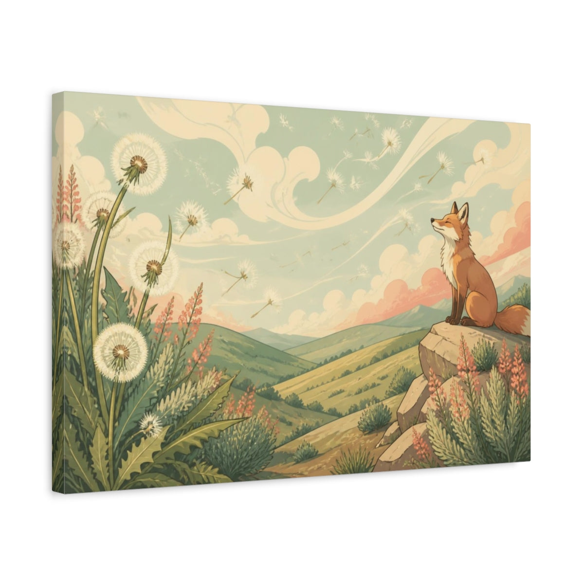 Side Mockup 3. Fox On Hilltop shown as canvas print