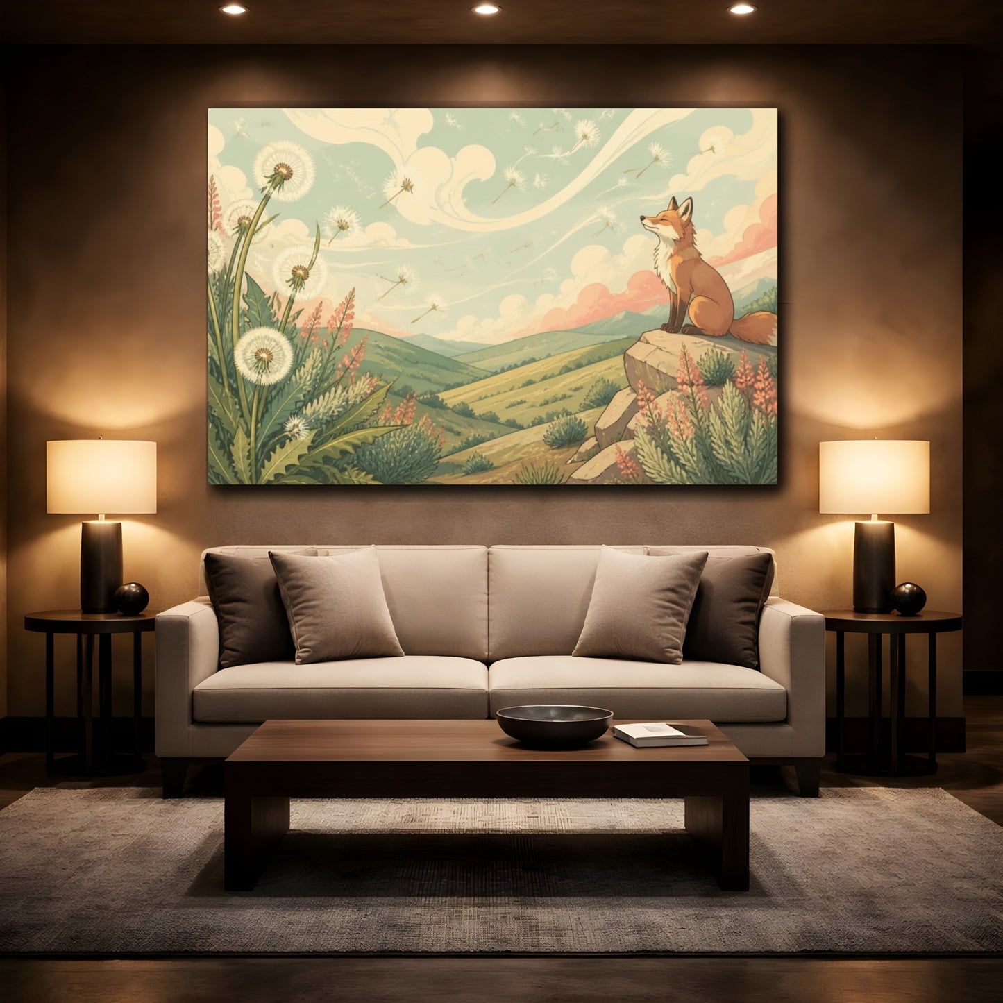 Mockup 2. Fox On Hilltop shown as canvas print