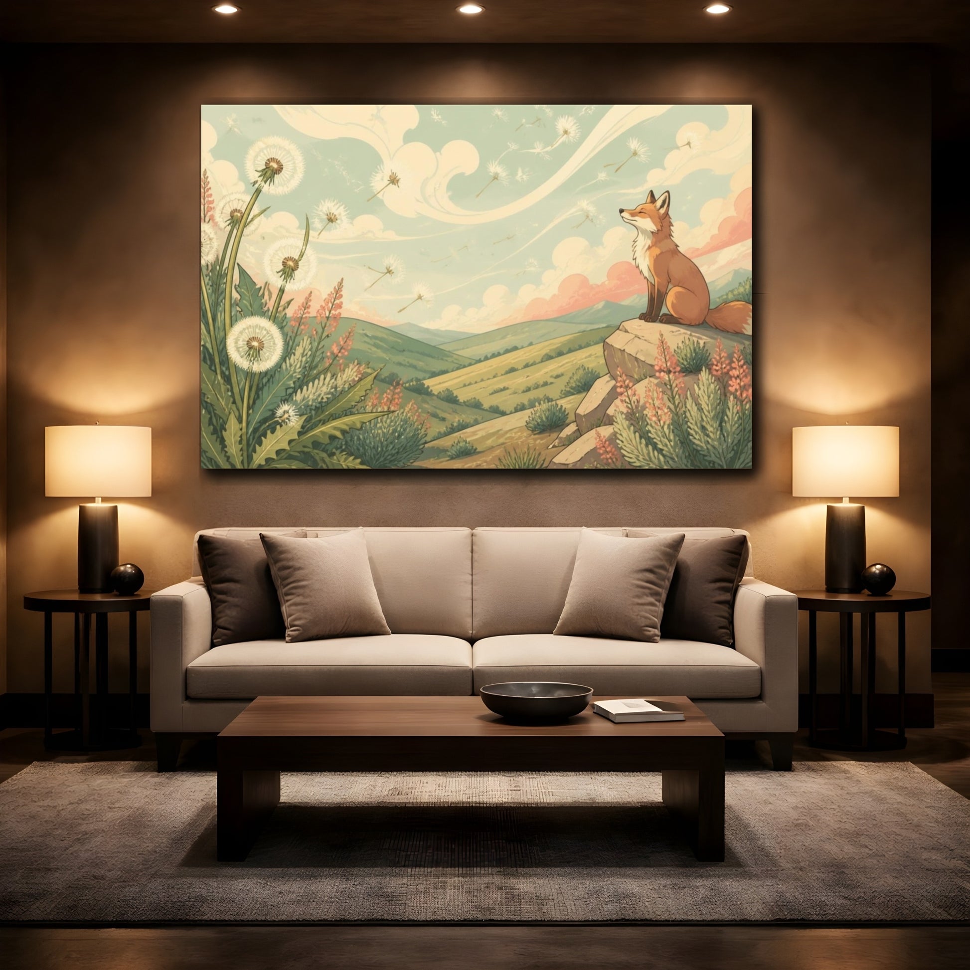 Mockup 2. Fox On Hilltop shown as canvas print