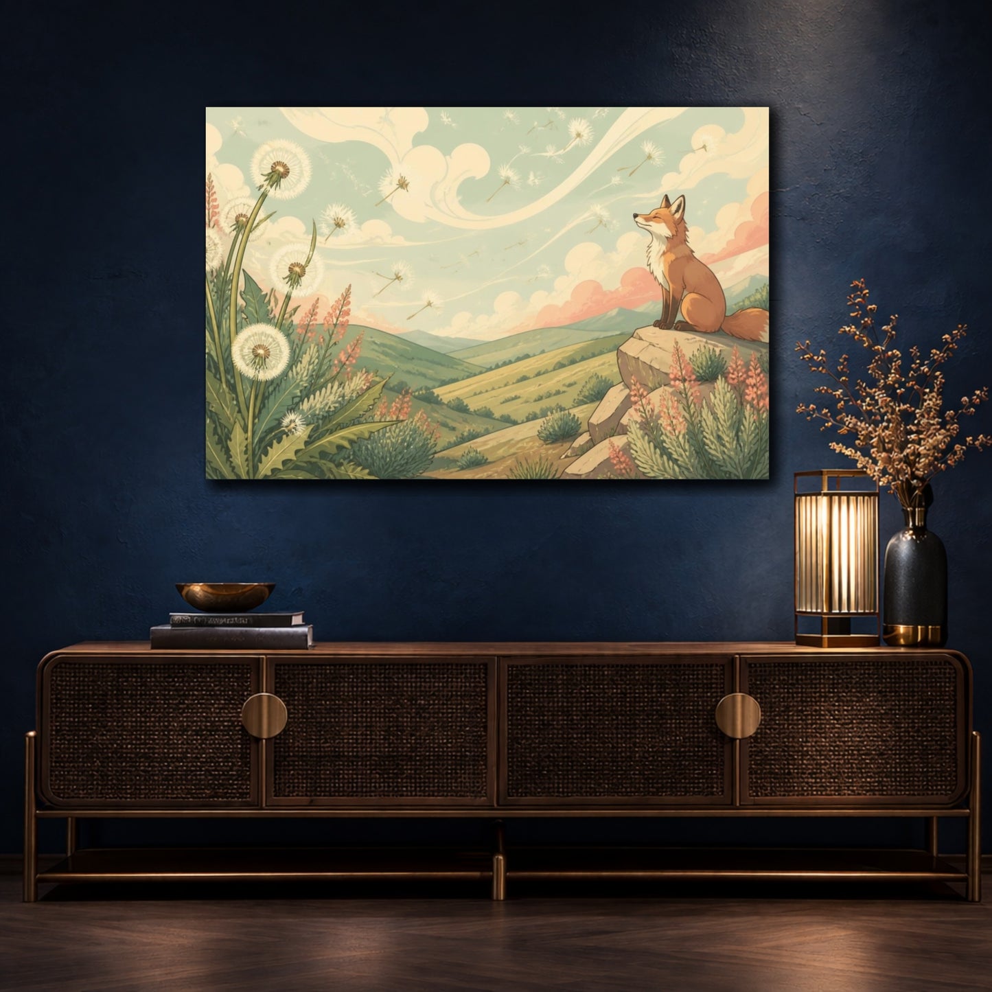 Mockup 4. Fox On Hilltop shown as canvas print