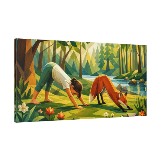Fox Yoga Stretch Canvas Print Wall Art – Kids Room Decor, Playroom - YesArtYes