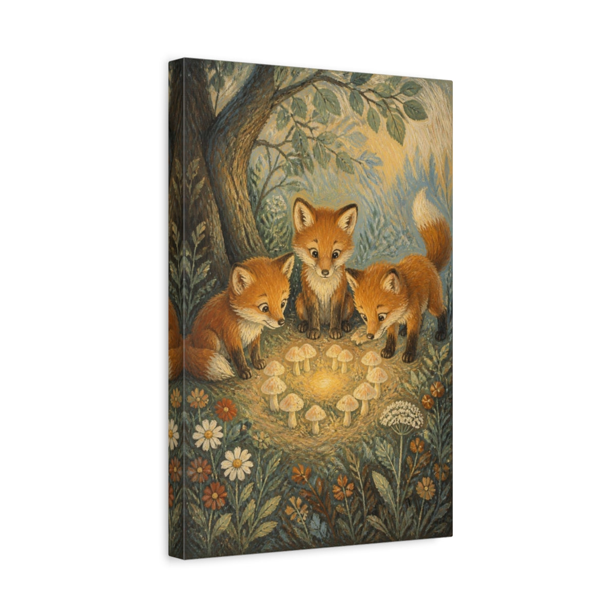Side Mockup 4. Foxes For Kids Room shown as canvas print