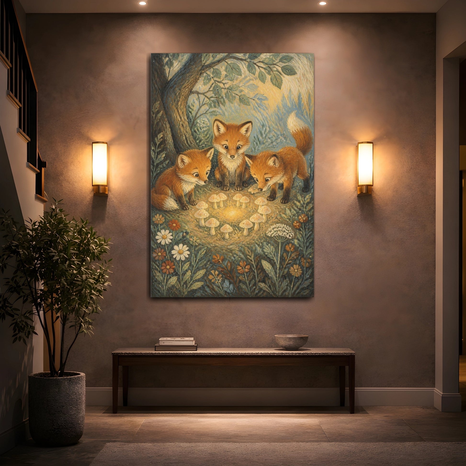 Mockup 2. Foxes For Kids Room shown as canvas print