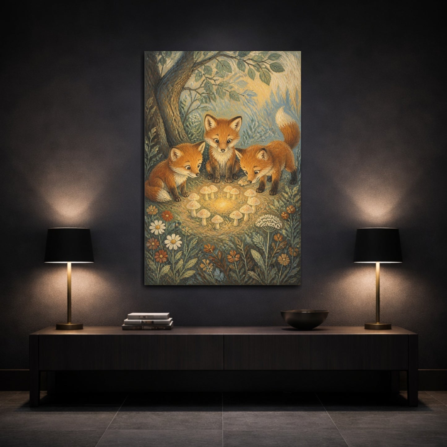 Mockup 3. Foxes For Kids Room shown as canvas print