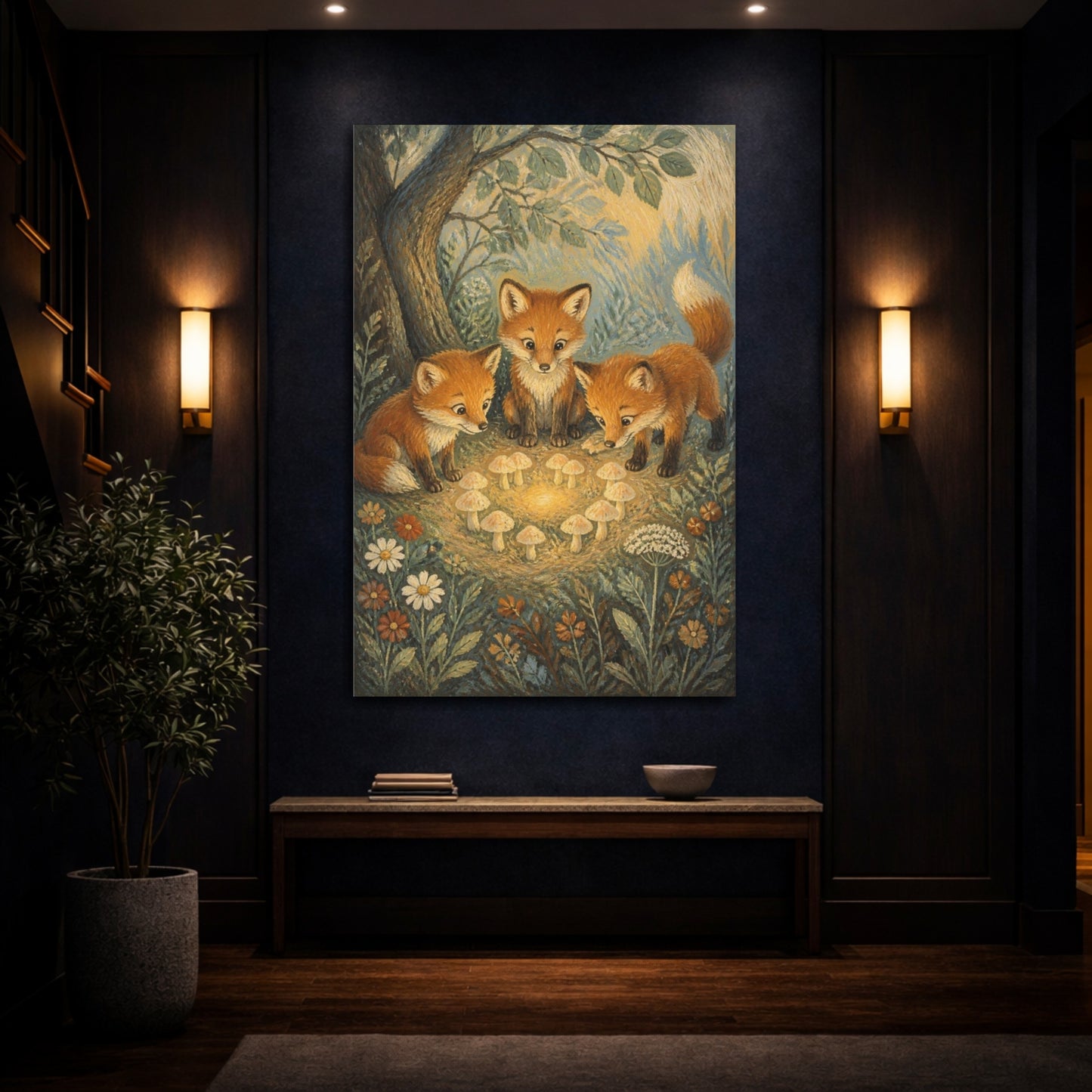 Mockup 4. Foxes For Kids Room shown as canvas print