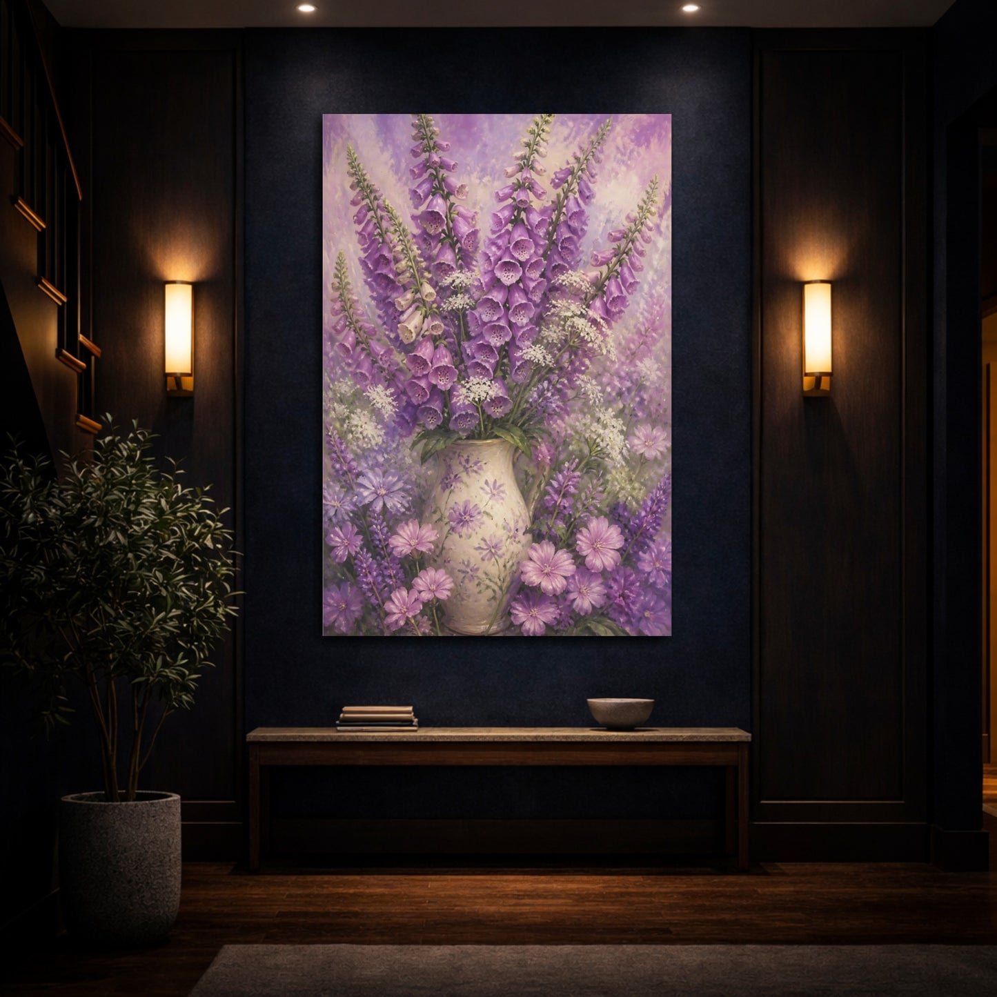Mockup 4. Foxglove Flowers In Vase shown as canvas print