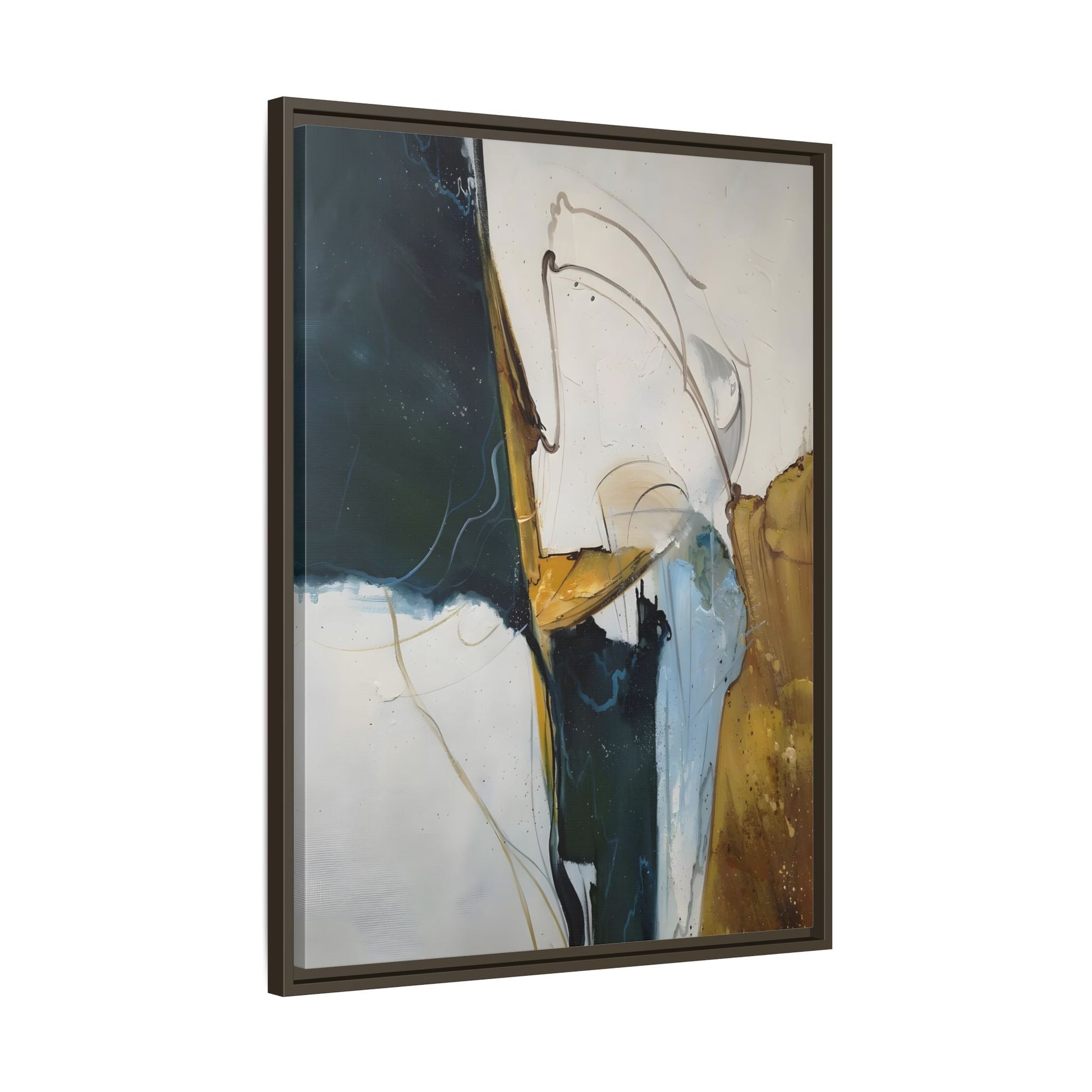 Framed Abstract Gold White Canvas Print - Modern Home Decor Artwork - YesArtYes