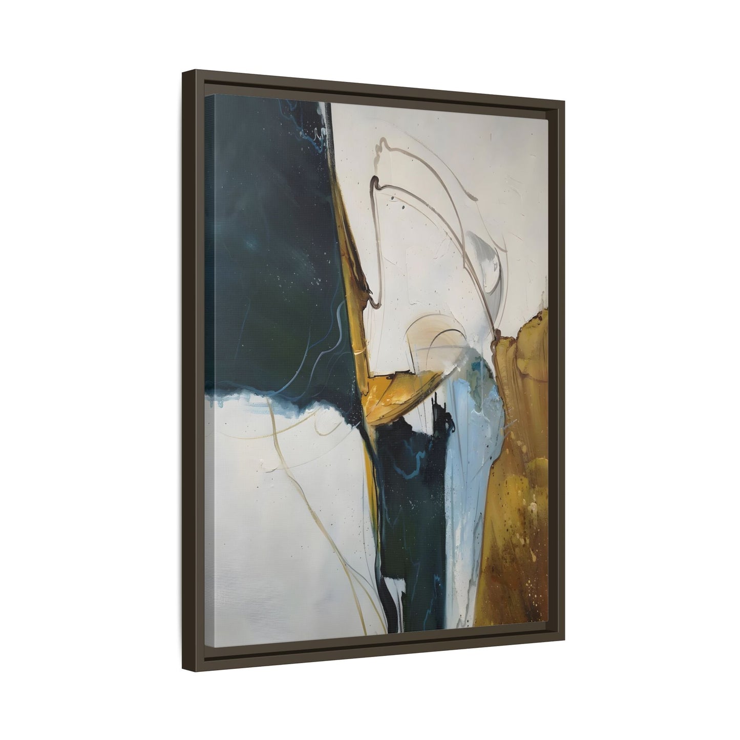 Framed Abstract Gold White Canvas Print - Modern Home Decor Artwork - YesArtYes