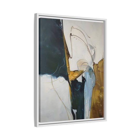 Framed Abstract Gold White Canvas Print - Modern Home Decor Artwork - YesArtYes