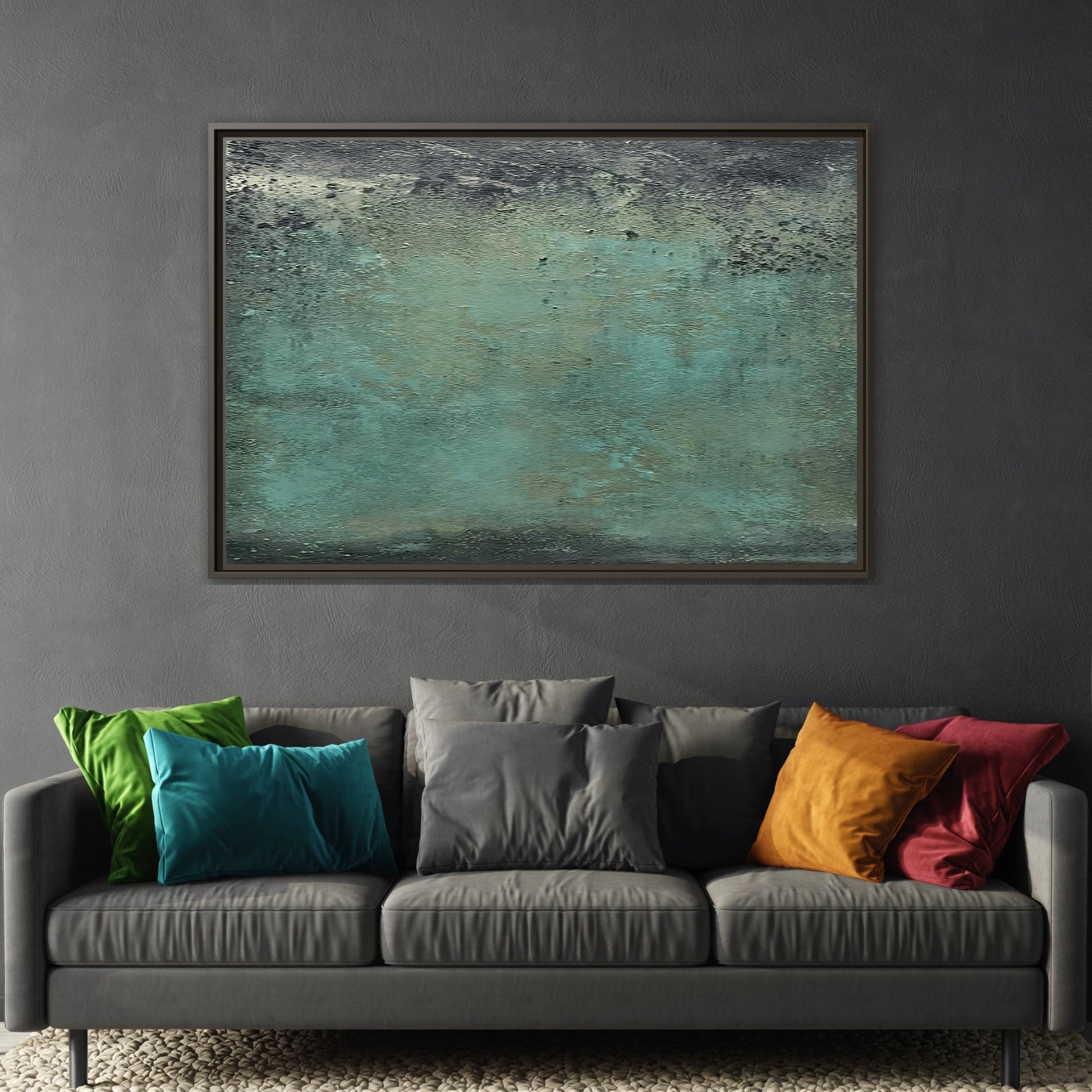 Framed Abstract Green Canvas Decor - Large Modern Minimalist Print - YesArtYes