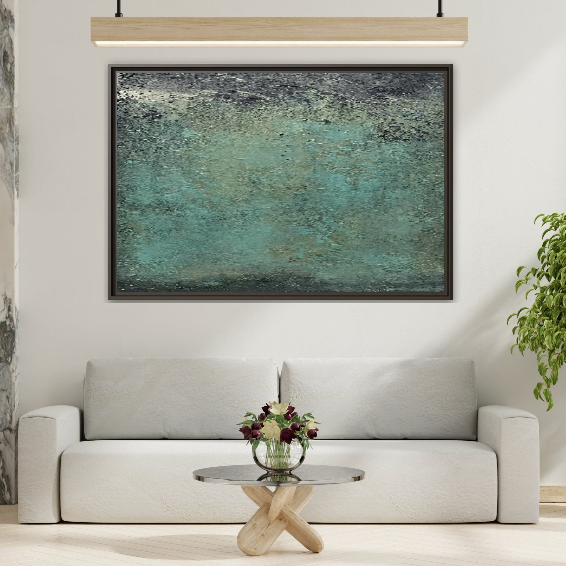 Framed Abstract Green Canvas Decor - Large Modern Minimalist Print - YesArtYes