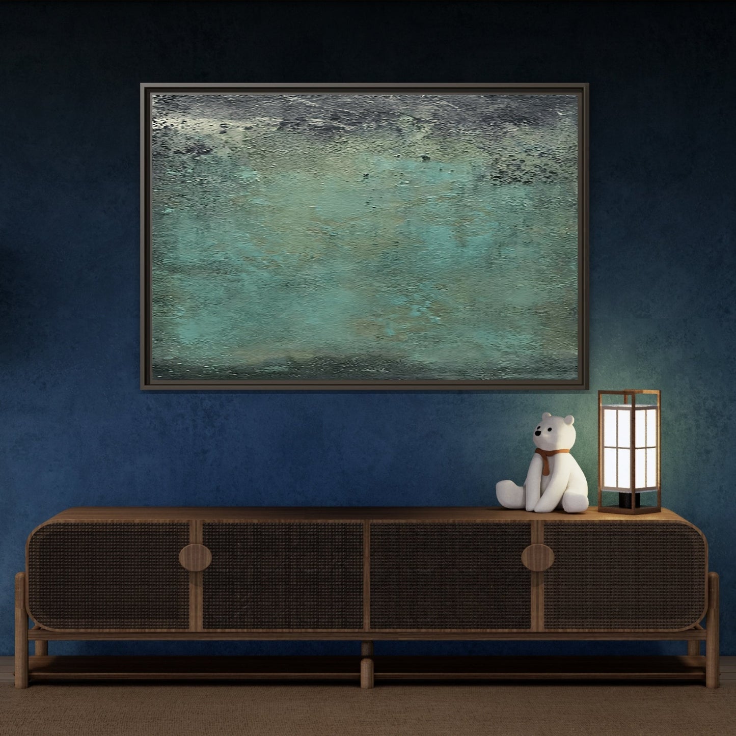 Framed Abstract Green Canvas Decor - Large Modern Minimalist Print - YesArtYes