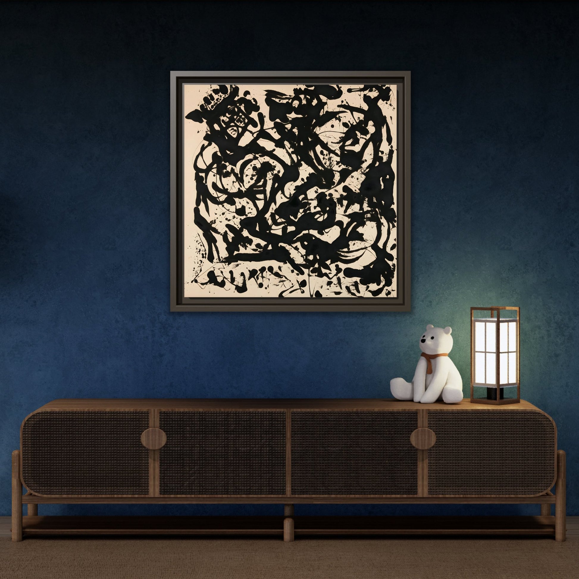 Framed Abstract Pollock Canvas Print - Famous Wall Art Prints - YesArtYes