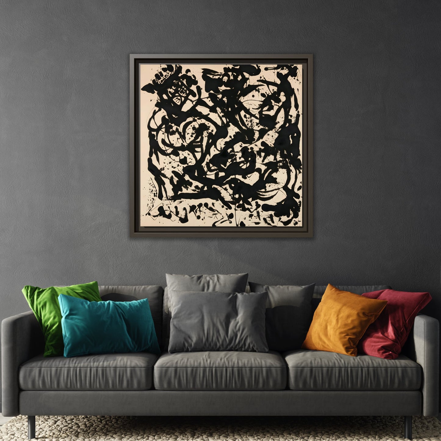 Framed Abstract Pollock Canvas Print - Famous Wall Art Prints - YesArtYes