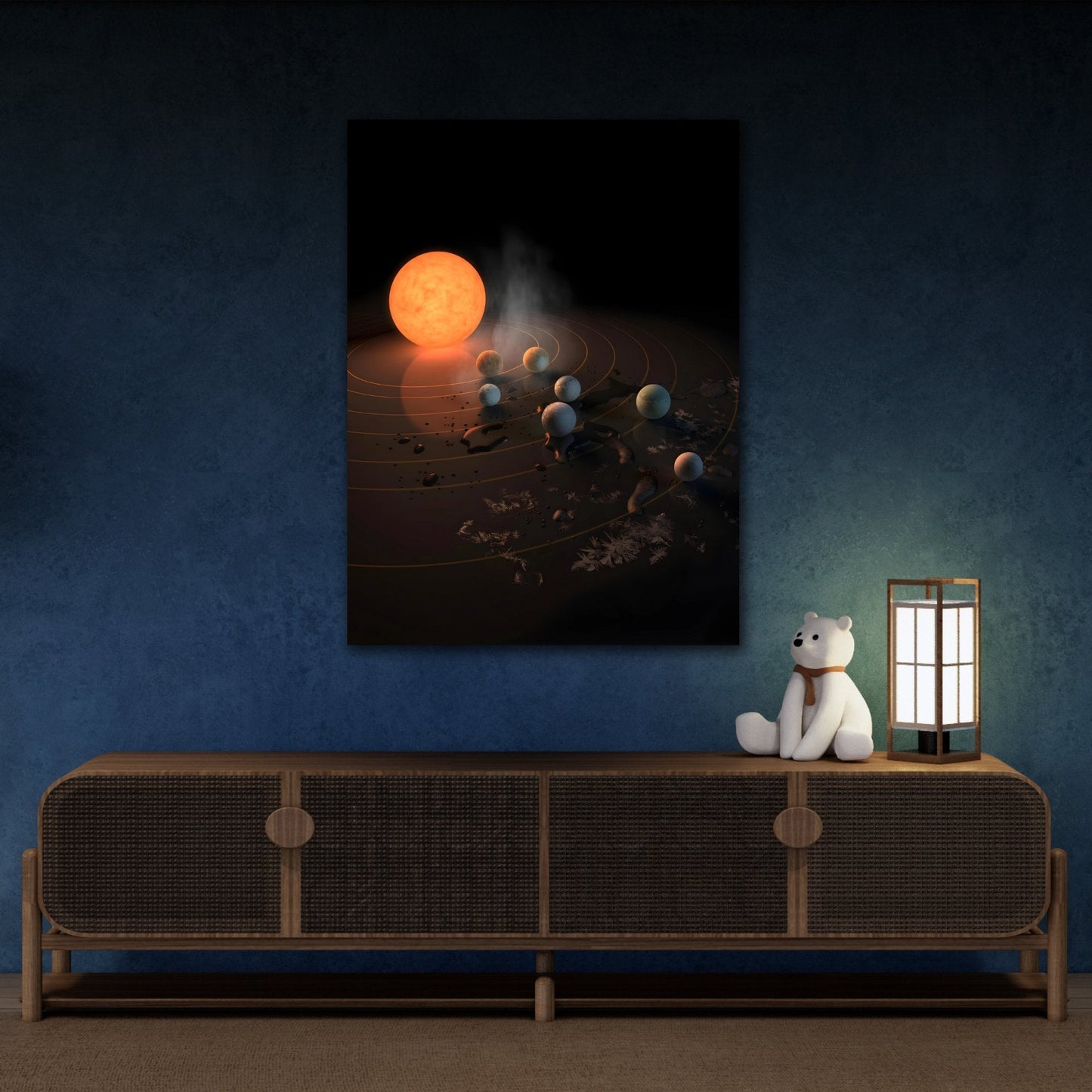 Framed Abstract TRAPPIST-1 System star Canvas Prints - An Ultra-cool Dwarf by NASA Spitzer Space Telescope Wall Art Print