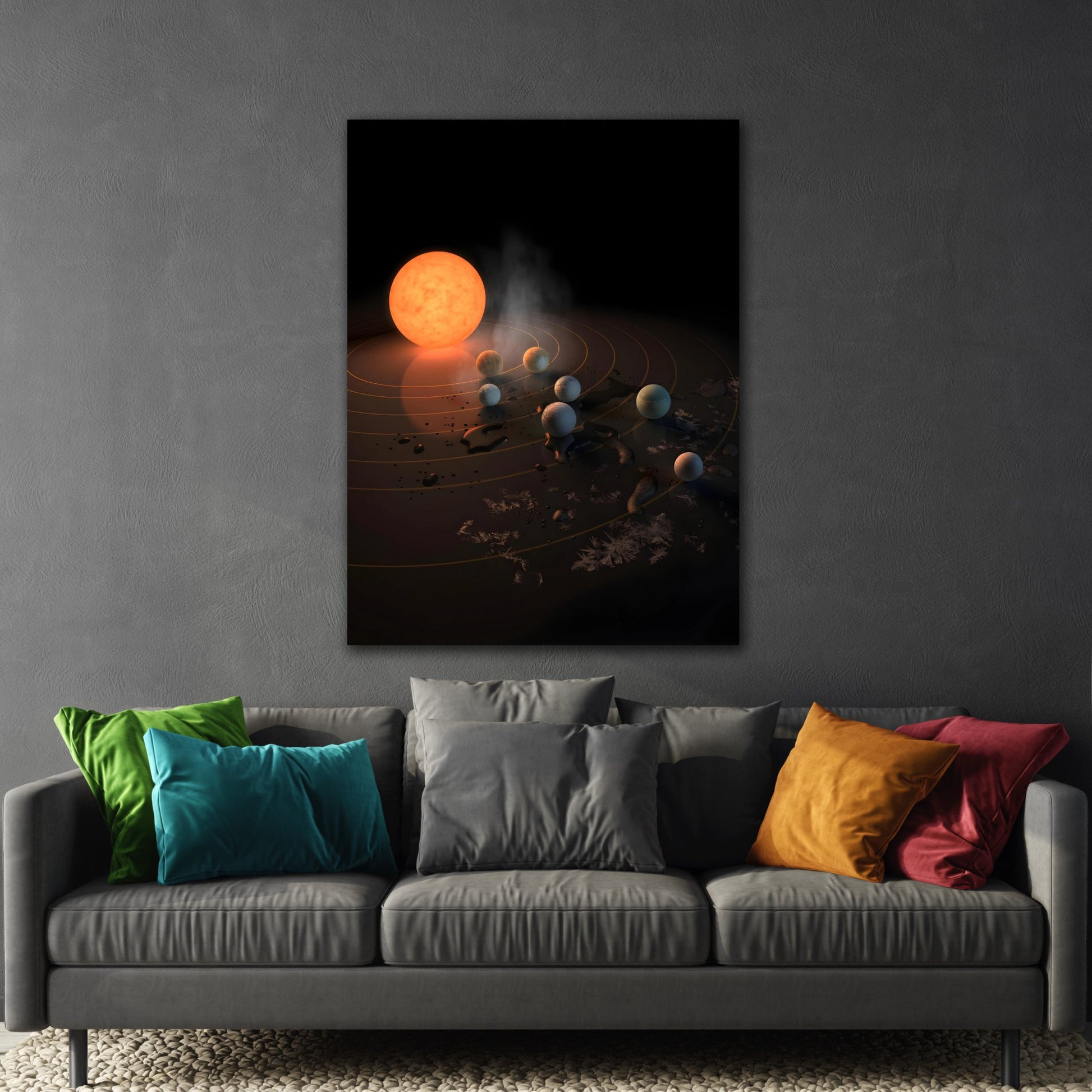 Framed Abstract TRAPPIST-1 System star Canvas Prints - An Ultra-cool Dwarf by NASA Spitzer Space Telescope Wall Art Print