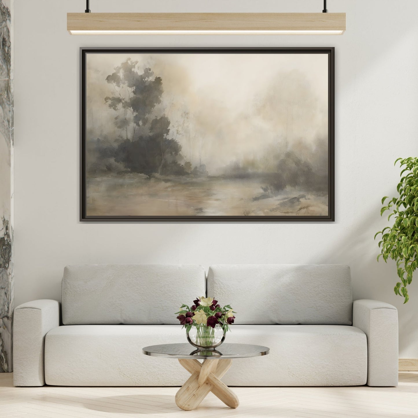 Framed Brown Minimalist Canvas Art - Serene Landscape Decor - YesArtYes