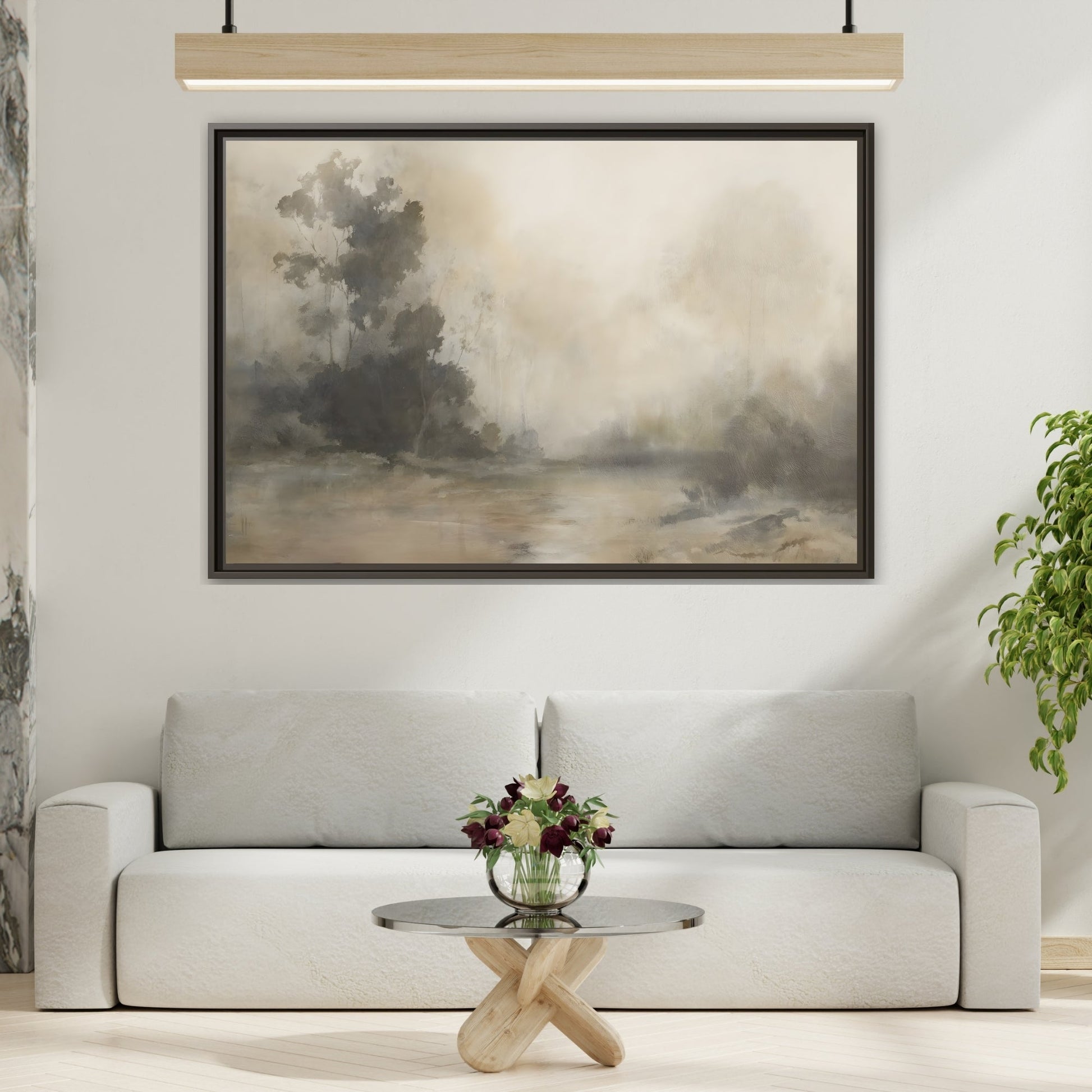 Framed Brown Minimalist Canvas Art - Serene Landscape Decor - YesArtYes