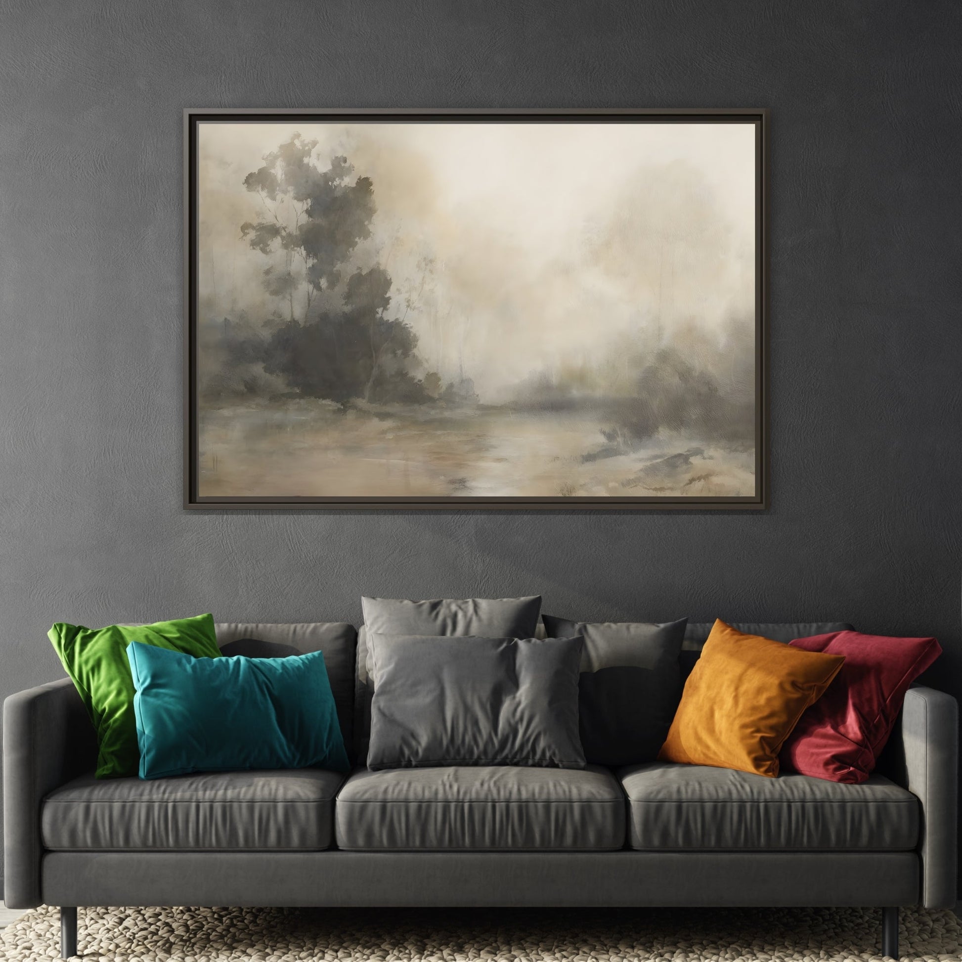 Framed Brown Minimalist Canvas Art - Serene Landscape Decor - YesArtYes