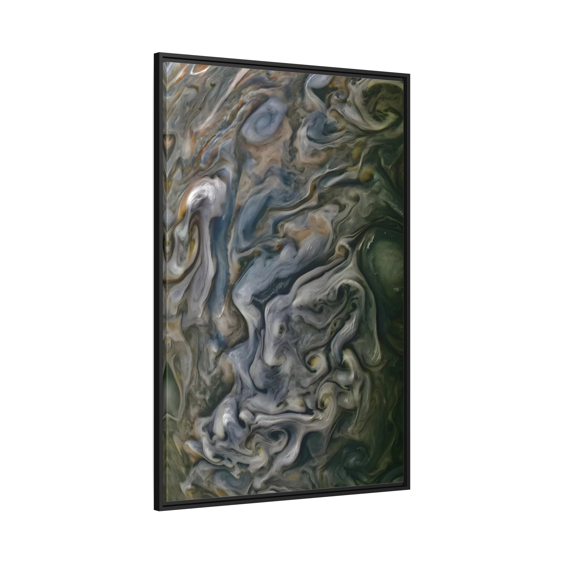 Framed Canvas Wall Art Abstract Natural Print - Jupiter Texture Colorful NASA Space in Black Frame