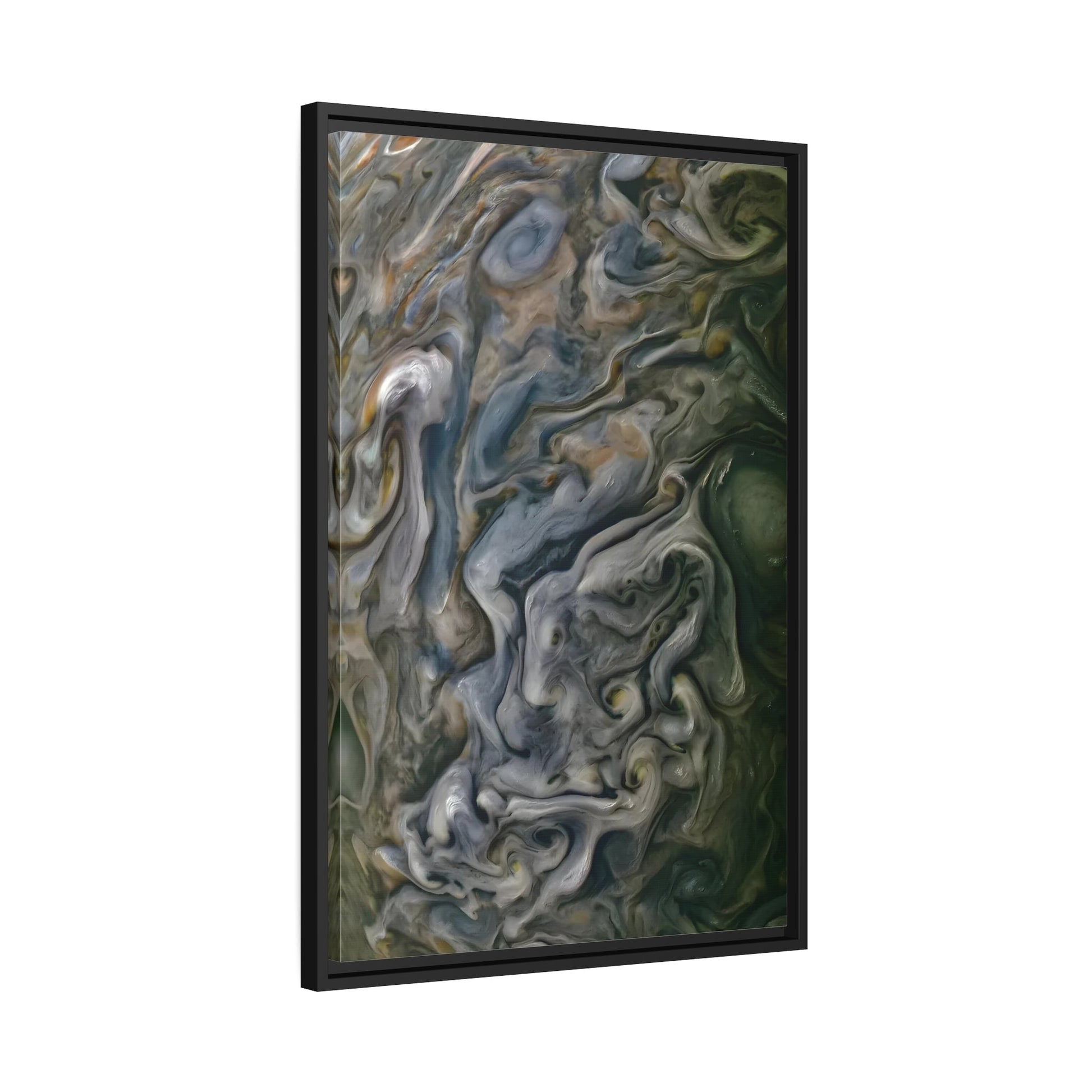 Framed Canvas Wall Art Abstract Natural Print - Jupiter Texture Colorful NASA Space in Black Frame