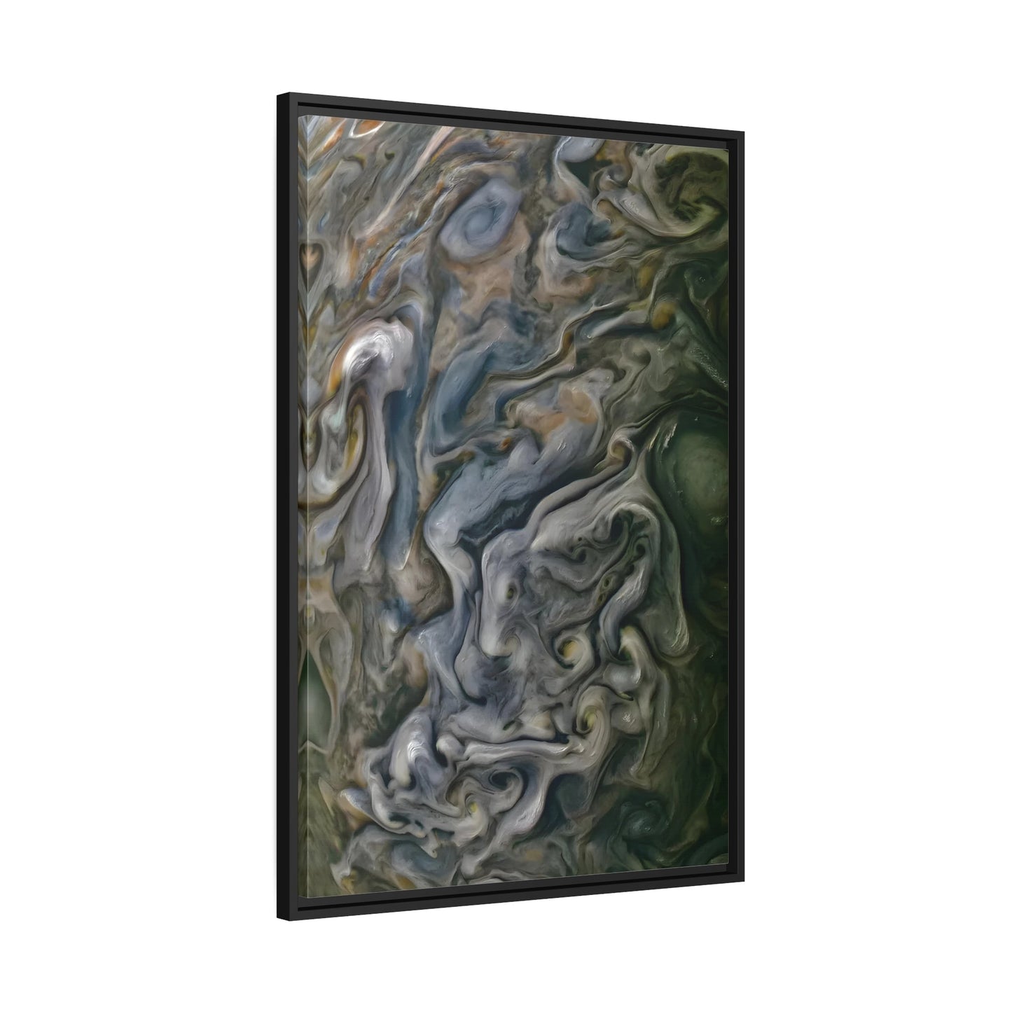 Framed Canvas Wall Art Abstract Natural Print - Jupiter Texture Colorful NASA Space in Black Frame