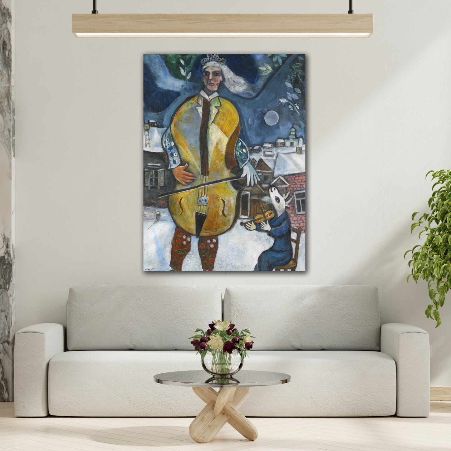 Framed Canvas Wall Art Painting Print -Marc Chagall Violin Cellist Artwork