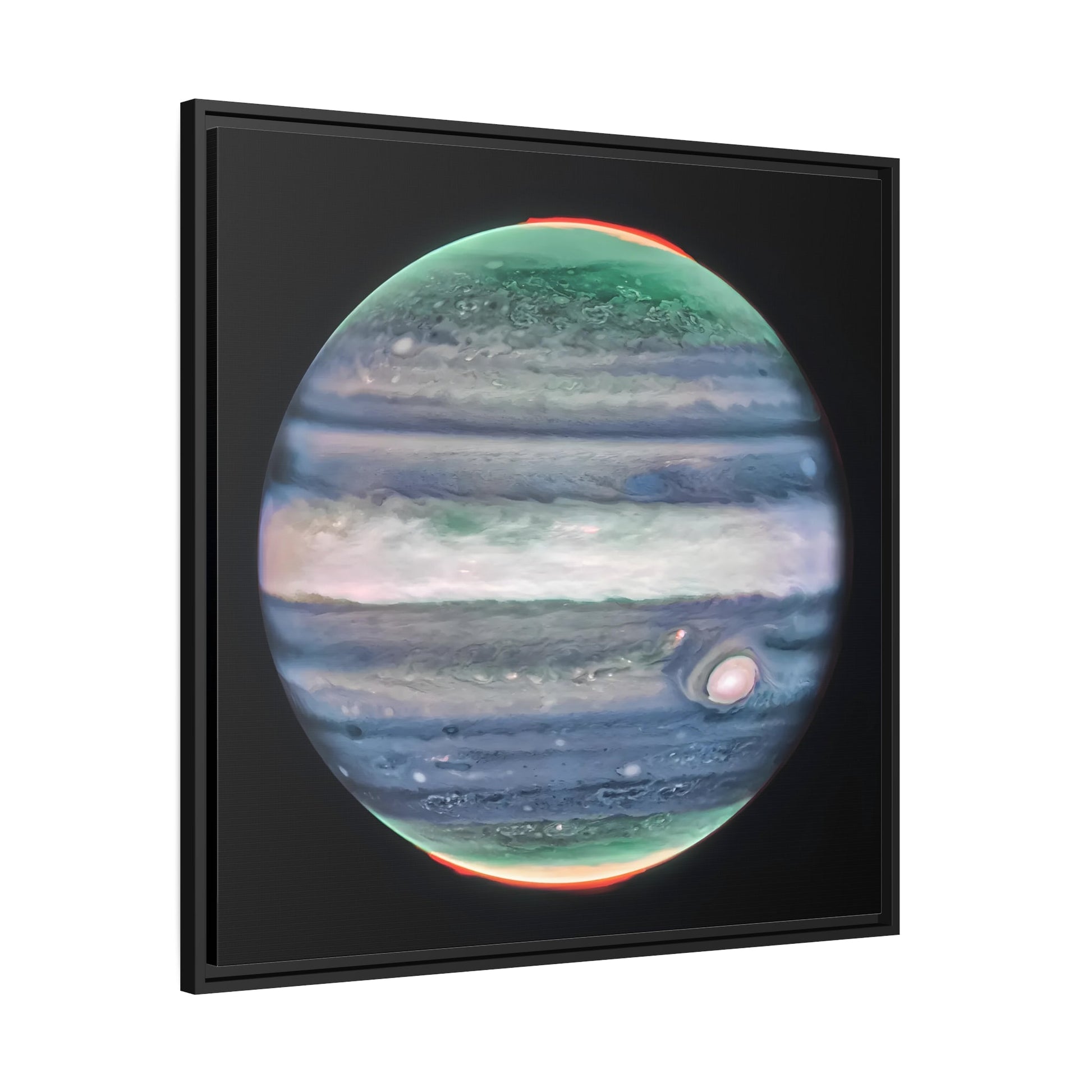 Framed Canvas Wall Art Print - NASA Jupiter Image James Webb Space Telescope First Images in Black Frame