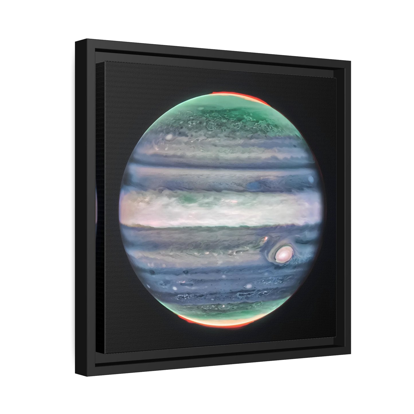 Framed Canvas Wall Art Print - NASA Jupiter Image James Webb Space Telescope First Images in Black Frame