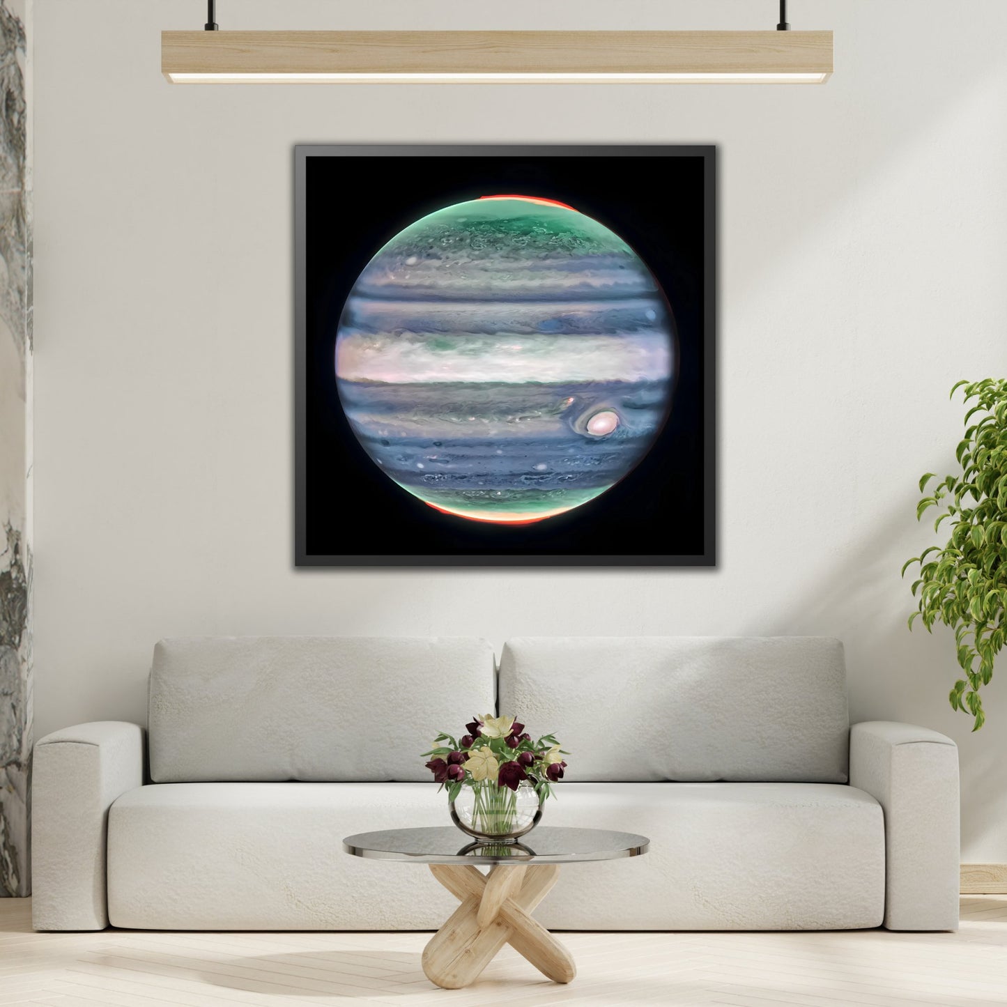 Framed Canvas Wall Art Print - NASA Jupiter Image James Webb Space Telescope First Images in Black Frame