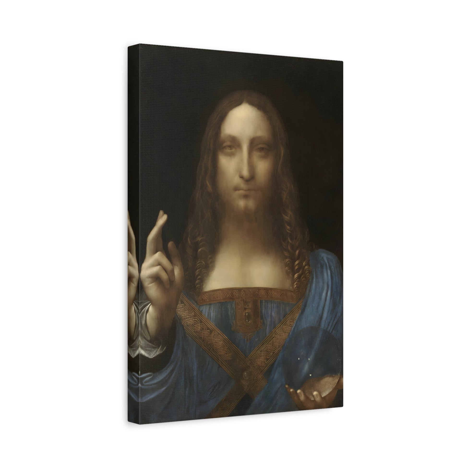 Framed Canvas Wall Art Print Reproduction - Iconic Leonardo da Vinci Salvator Mundi