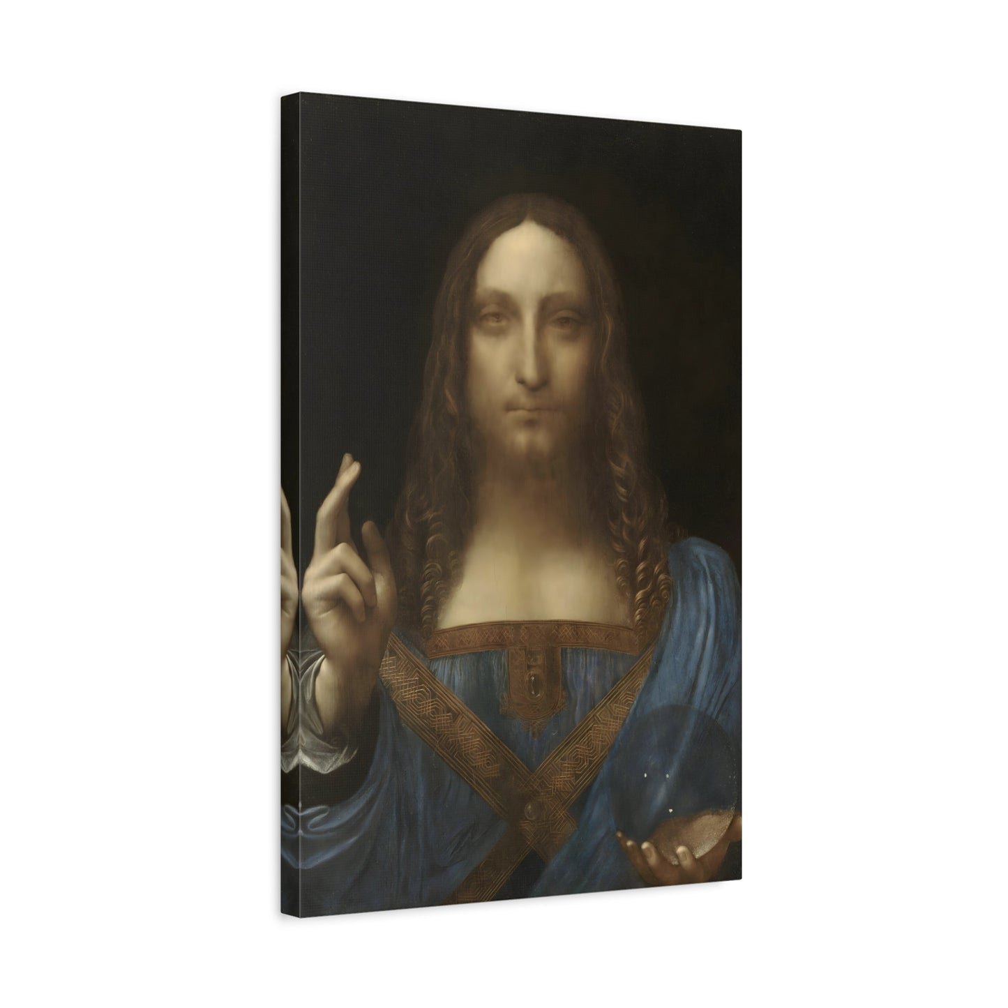 Framed Canvas Wall Art Print Reproduction - Iconic Leonardo da Vinci Salvator Mundi