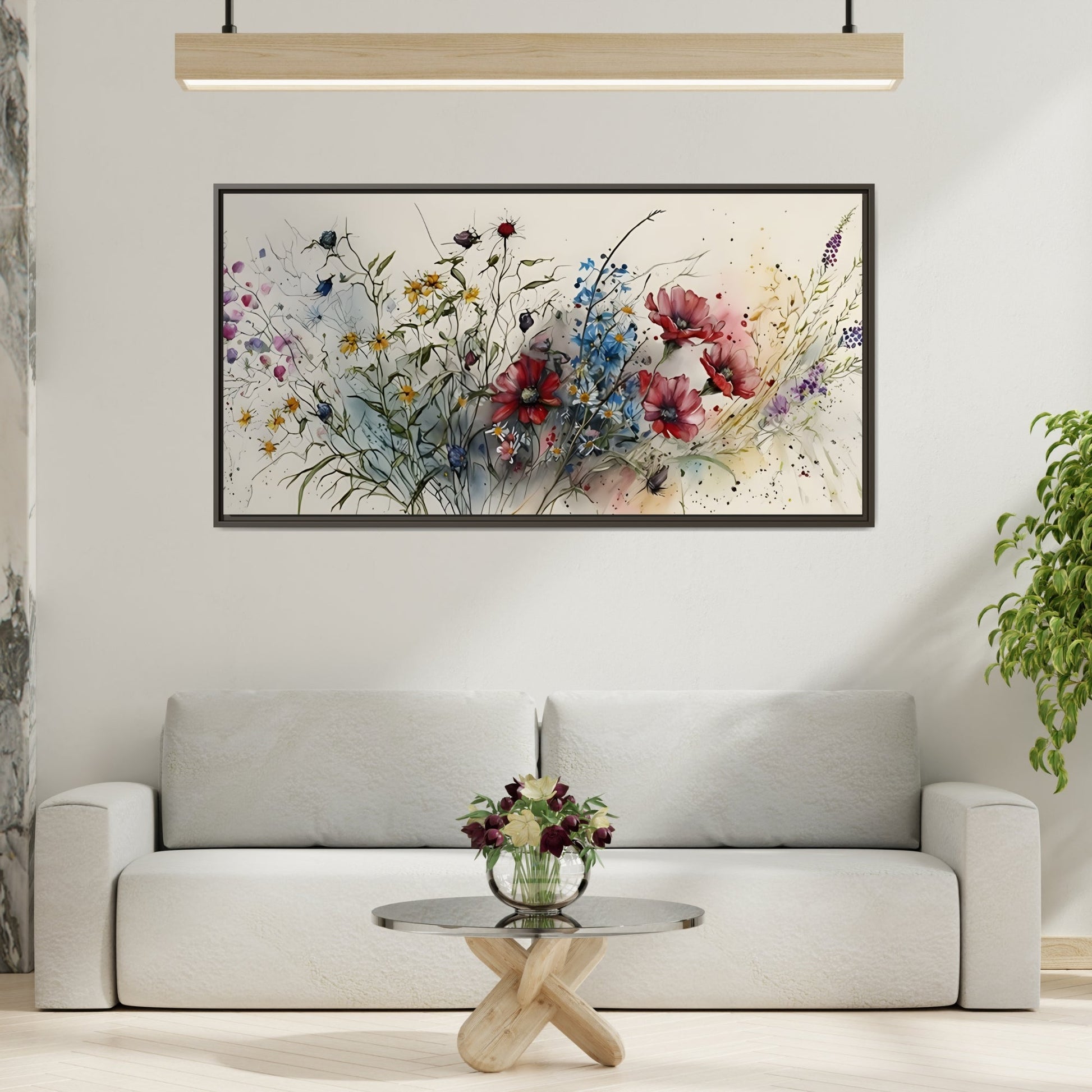 Framed Floral Canvas Art Print - Large Boho Wild Flower Wall Decor - YesArtYes