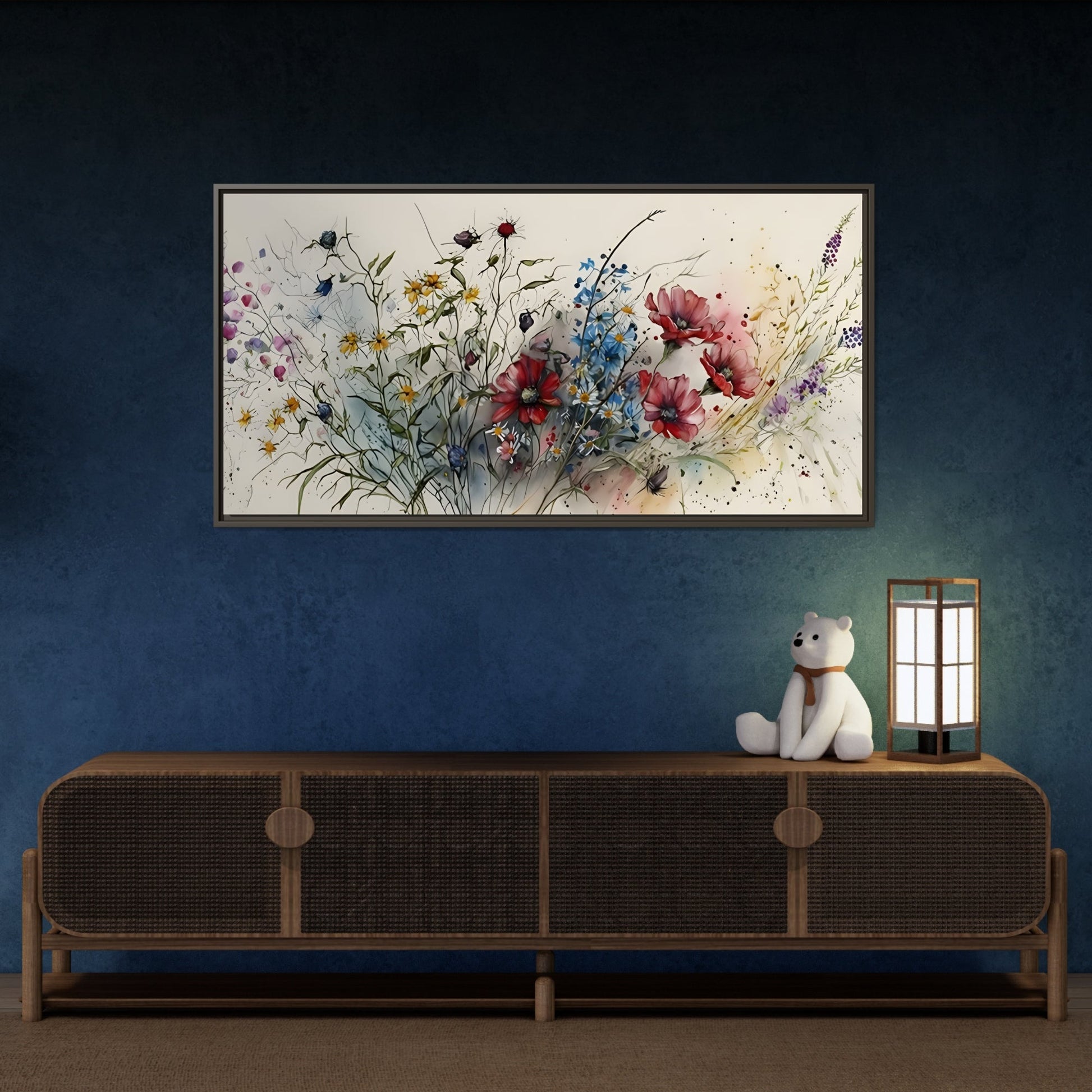 Framed Floral Canvas Art Print - Large Boho Wild Flower Wall Decor - YesArtYes