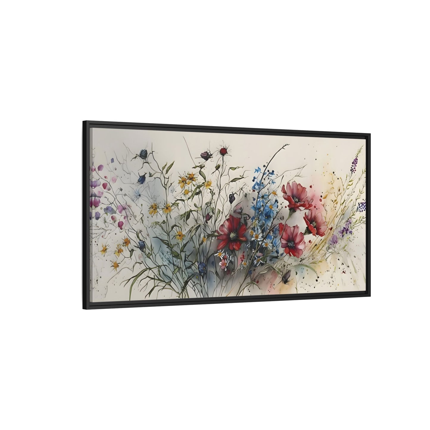 Framed Floral Canvas Art Print - Large Boho Wild Flower Wall Decor - YesArtYes