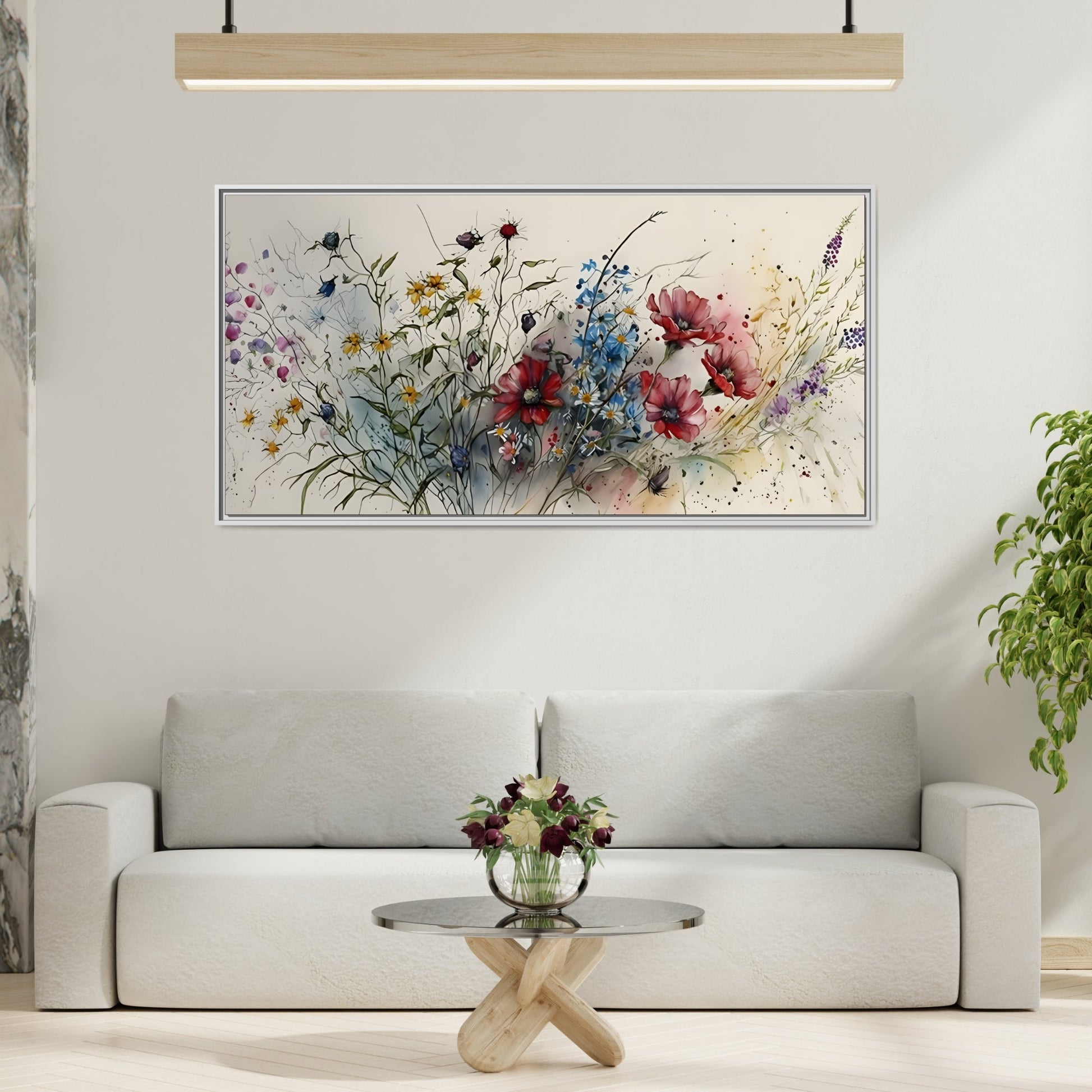 Framed Floral Canvas Art Print - Large Boho Wild Flower Wall Decor - YesArtYes