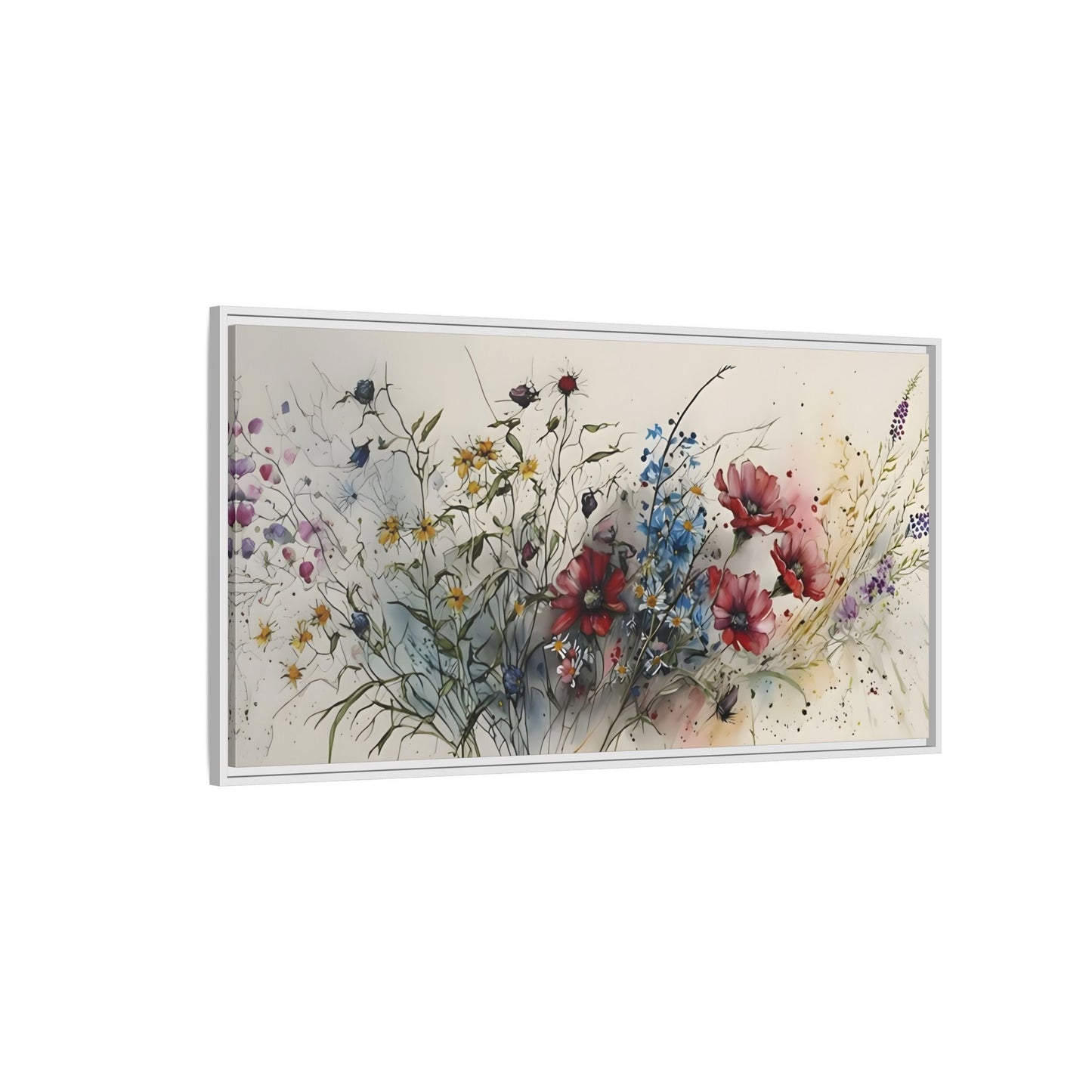 Framed Floral Canvas Art Print - Large Boho Wild Flower Wall Decor - YesArtYes