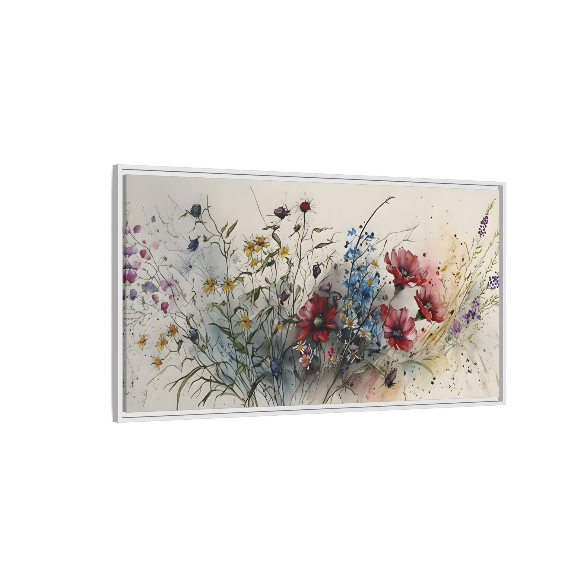 Framed Floral Canvas Art Print - Large Boho Wild Flower Wall Decor - YesArtYes