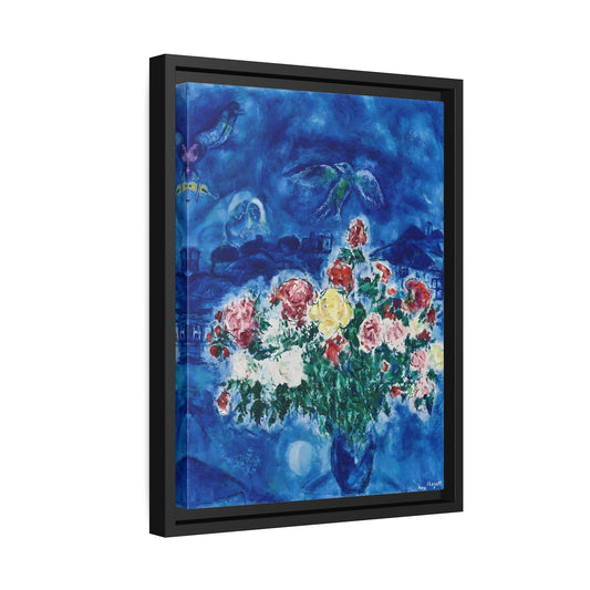 Framed Floral Canvas Print Peonies Flower - Marc Chagall Wall Art in Frame