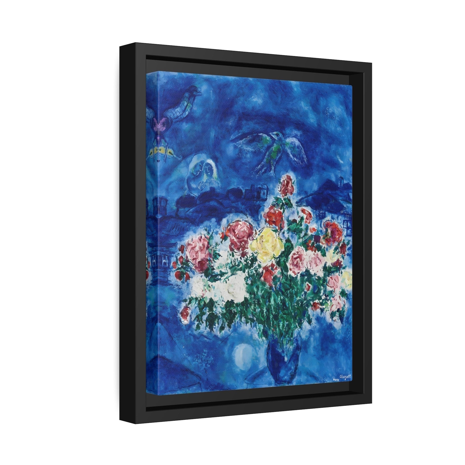 Framed Floral Canvas Print Peonies Flower - Marc Chagall Wall Art in Frame